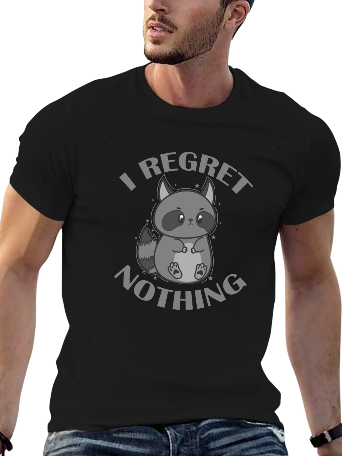 Black I Regret Nothing Raccoon Graphic T-Shirt view 6