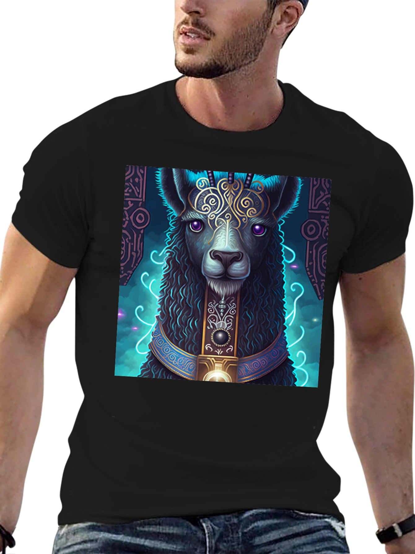 Black Mystical Llama Graphic Tee view 6