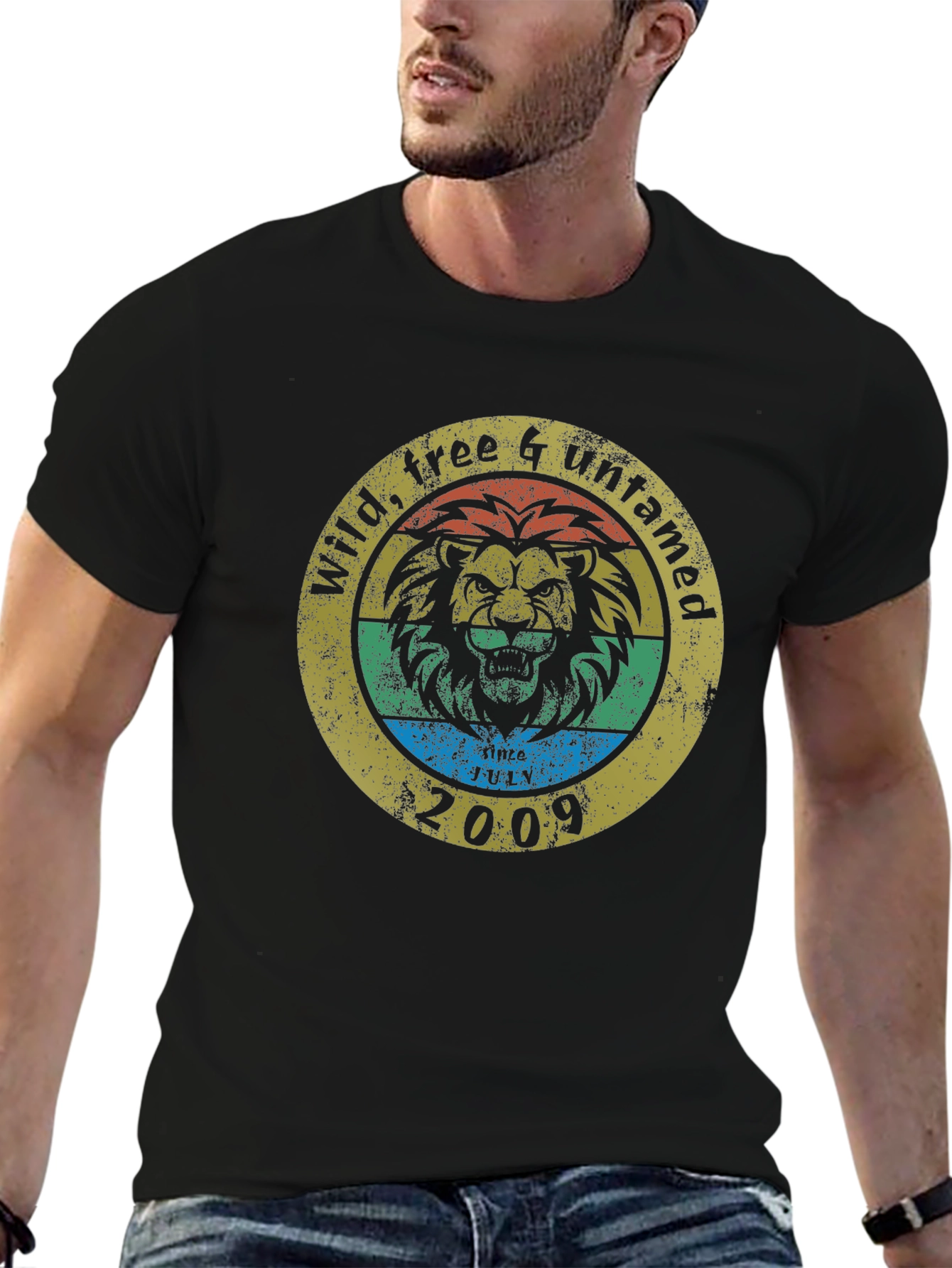 Black Wild Free Untamed Lion Graphic T-Shirt view 6