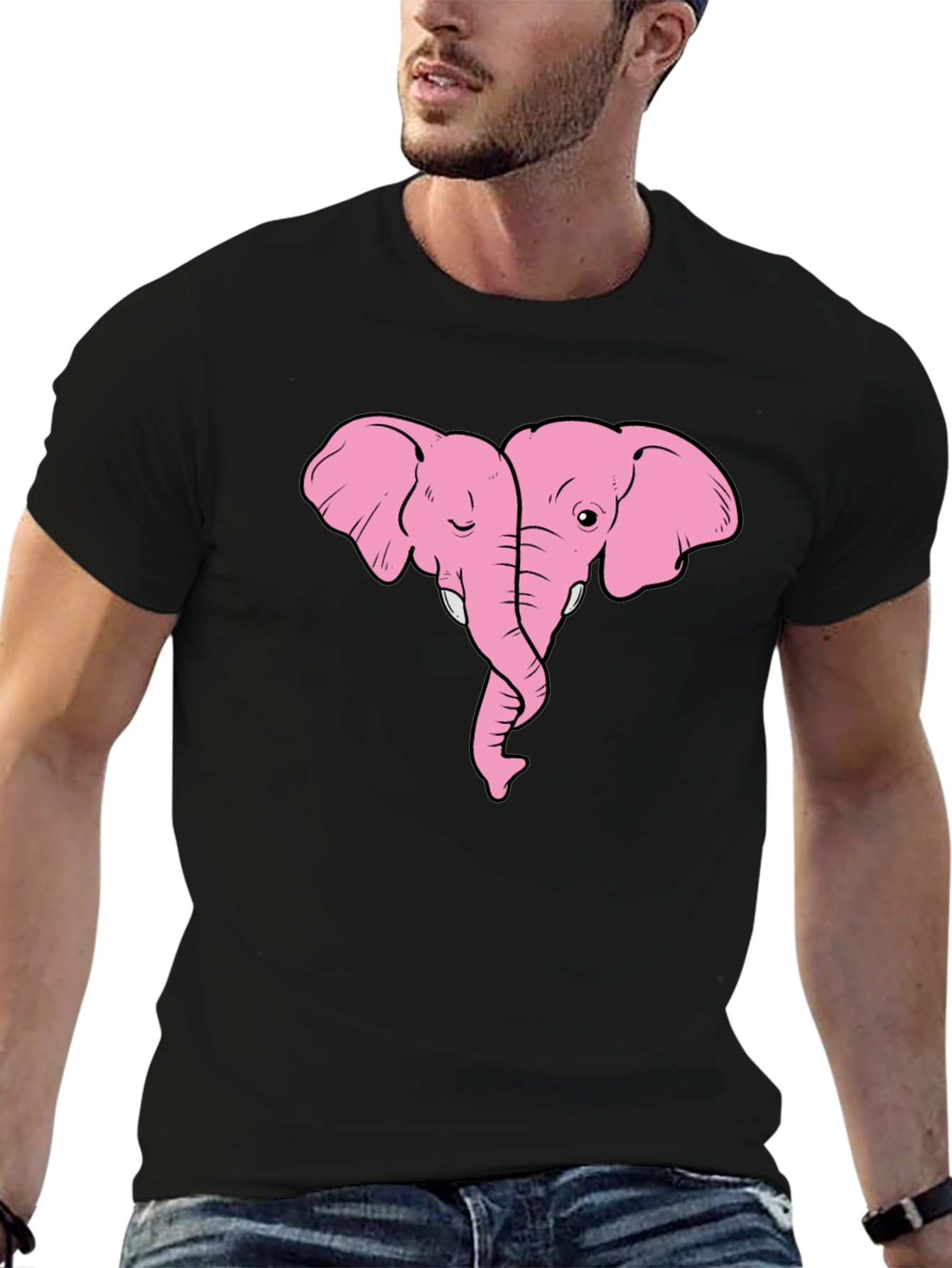 Black Pink Elephant Love T-Shirt view 6