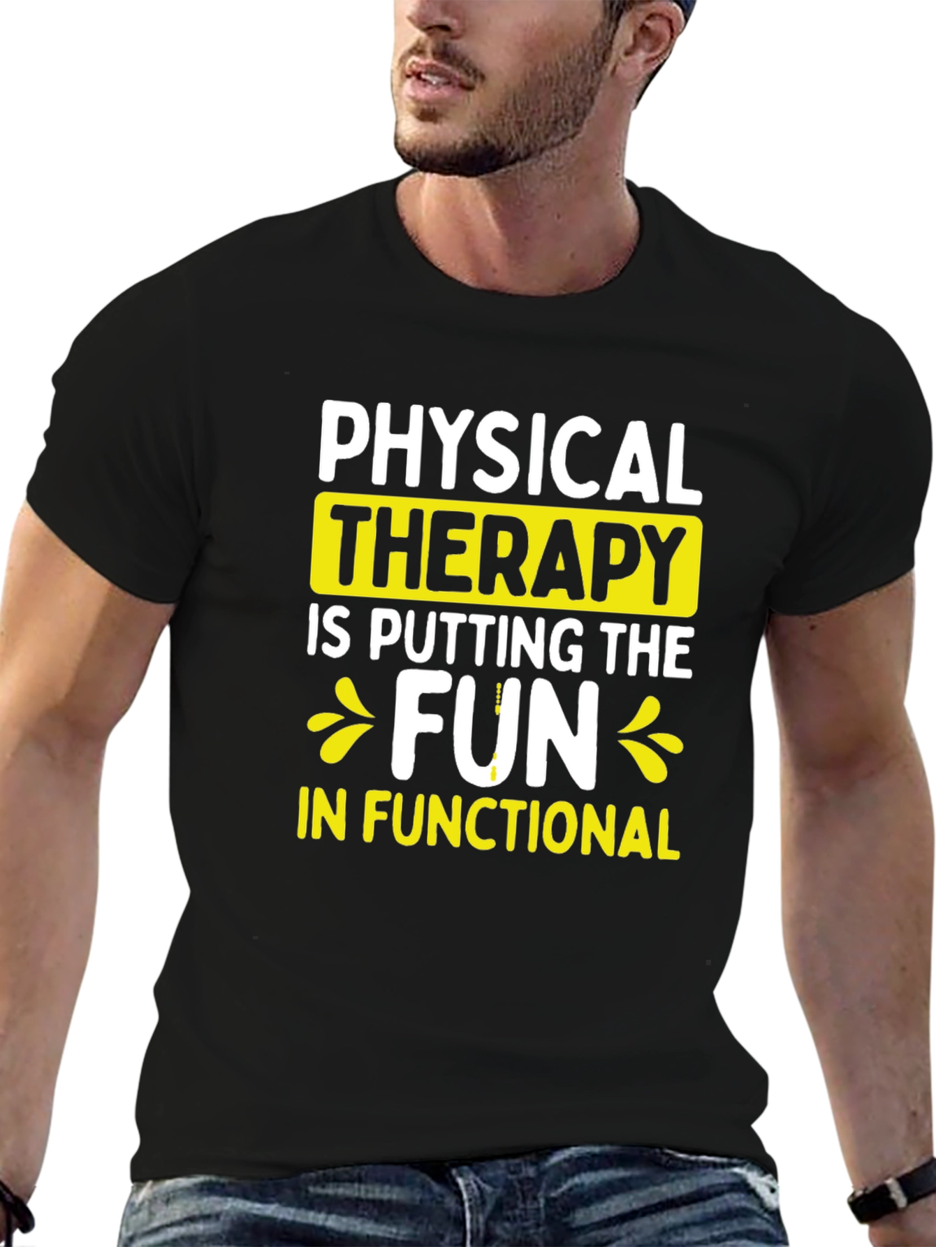 Black Physical Therapy Fun T-Shirt - Functional Fitness Tee view 6