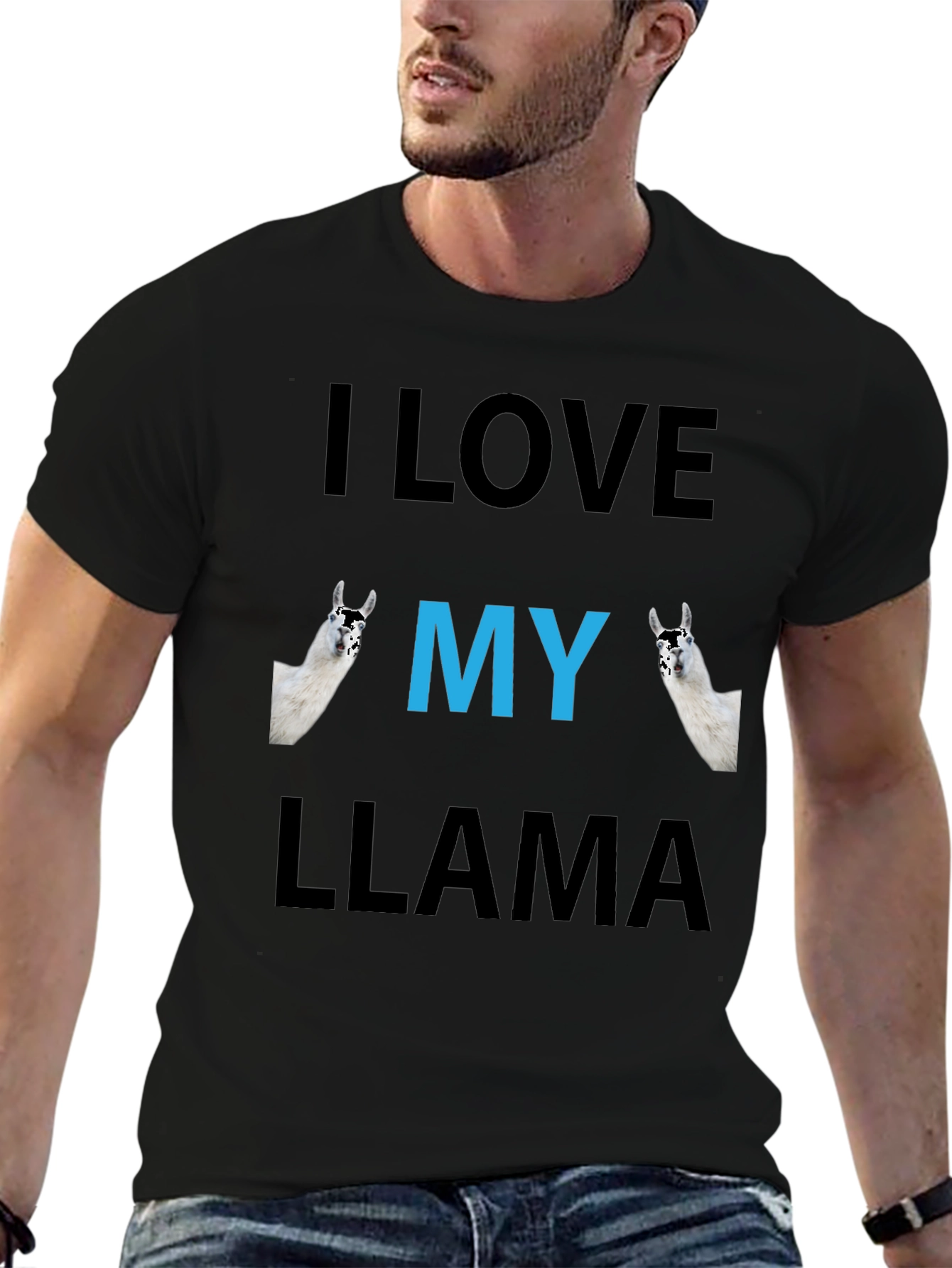 Black I Love My Llama Graphic Tee - Funny Animal Shirt view 6