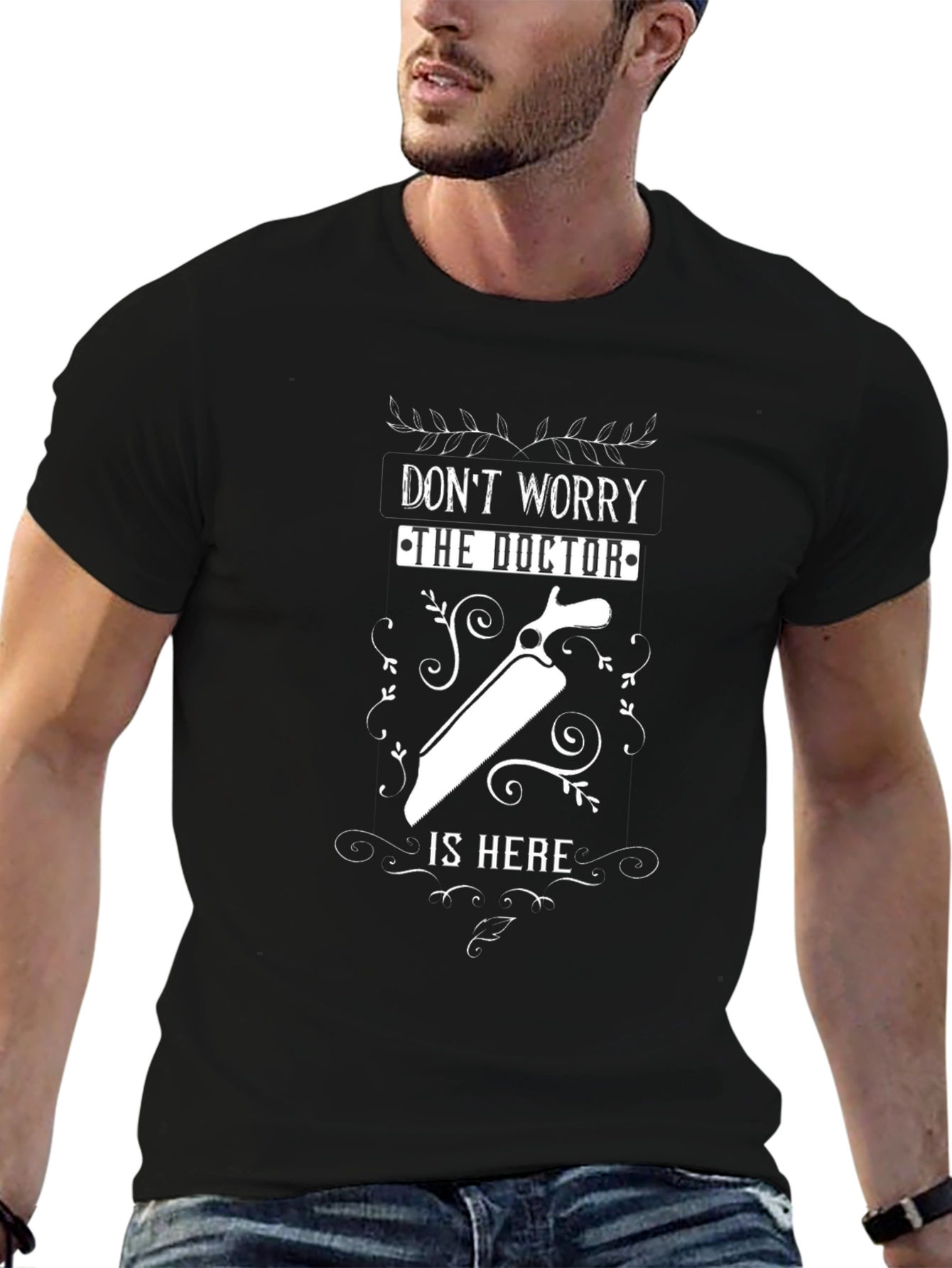 Black Don't Worry, The Doctor Is Here Funny T-Shirt view 6
