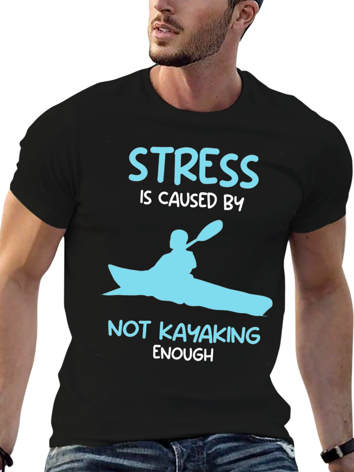 Black Kayak Stress Relief T-Shirt view 6