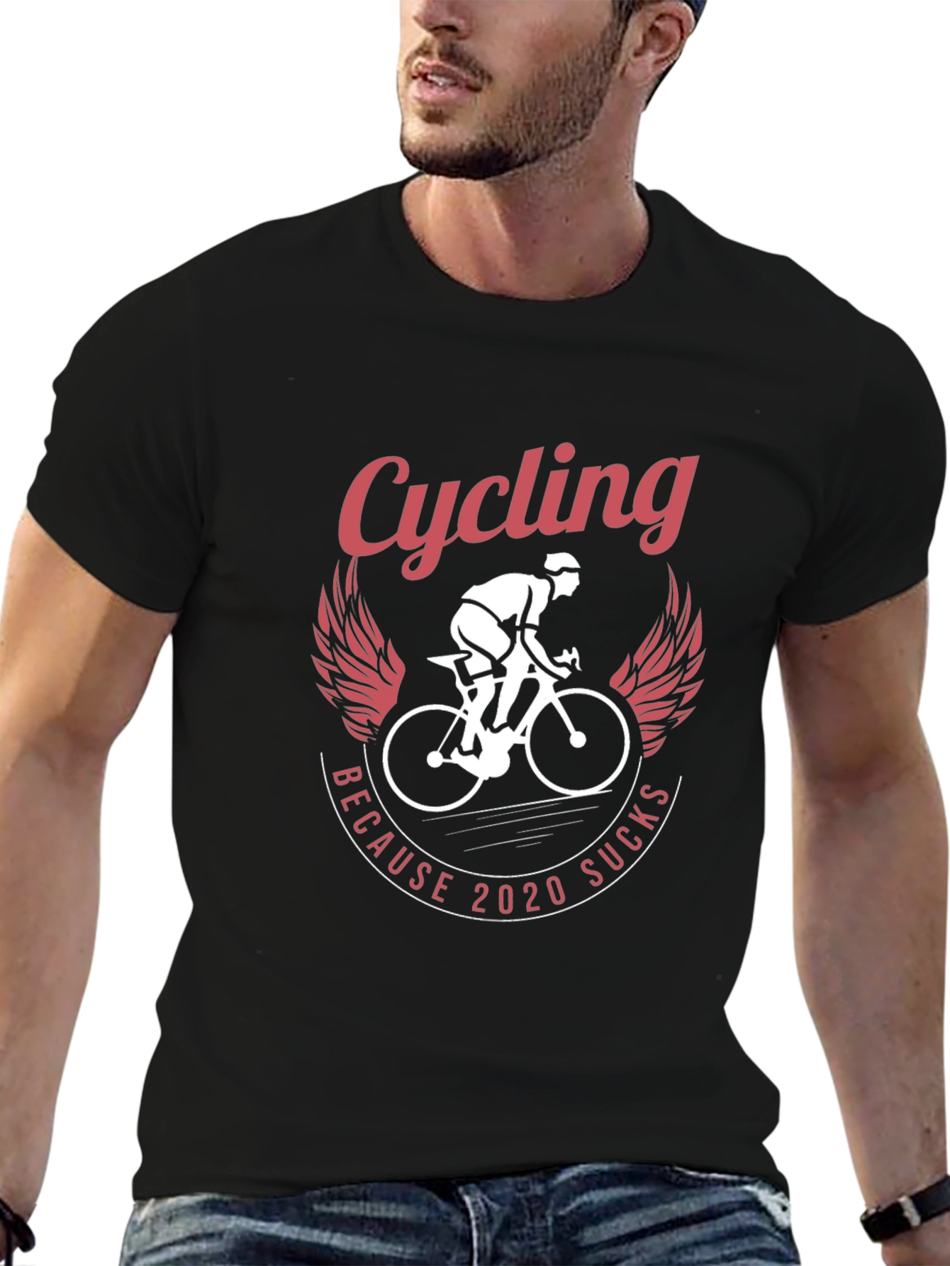 Black Cycling Because 2020 Sucks Graphic Tee view 6