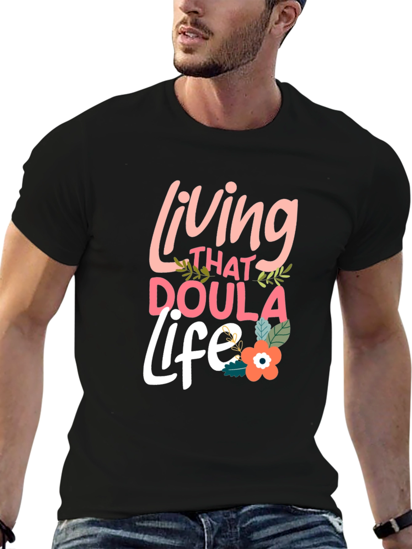 Black Living That Doula Life Black T-Shirt view 6