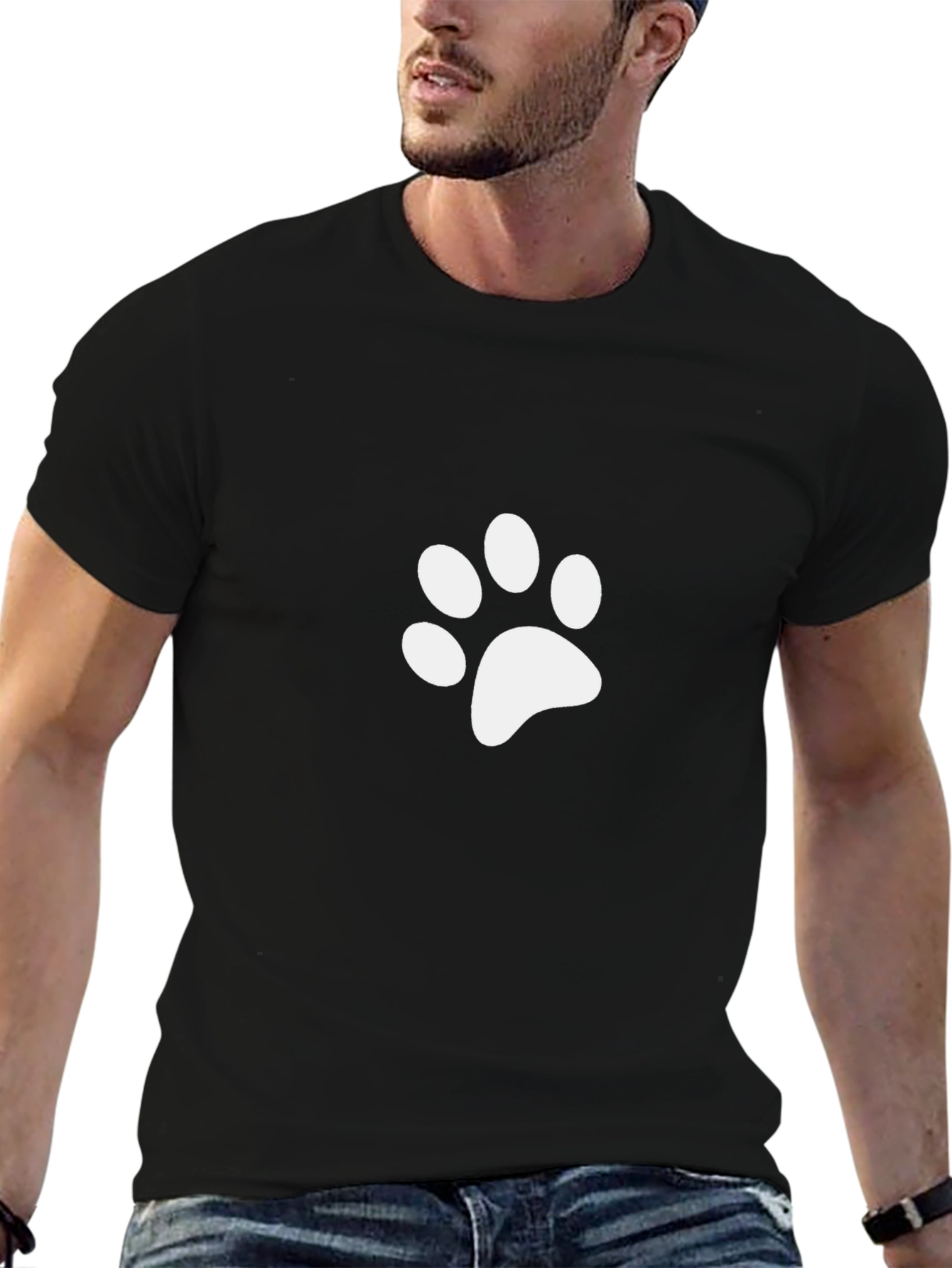 Black Paw Print Black T-Shirt - Casual Style view 6