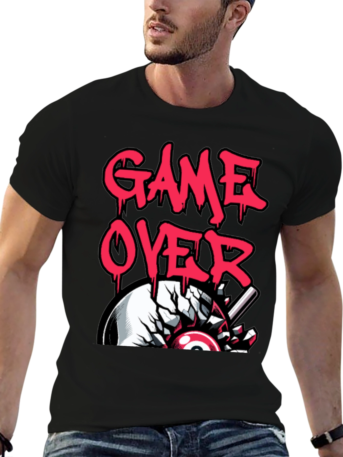 Black Game Over Graphic Tee - Gamer Style view 6