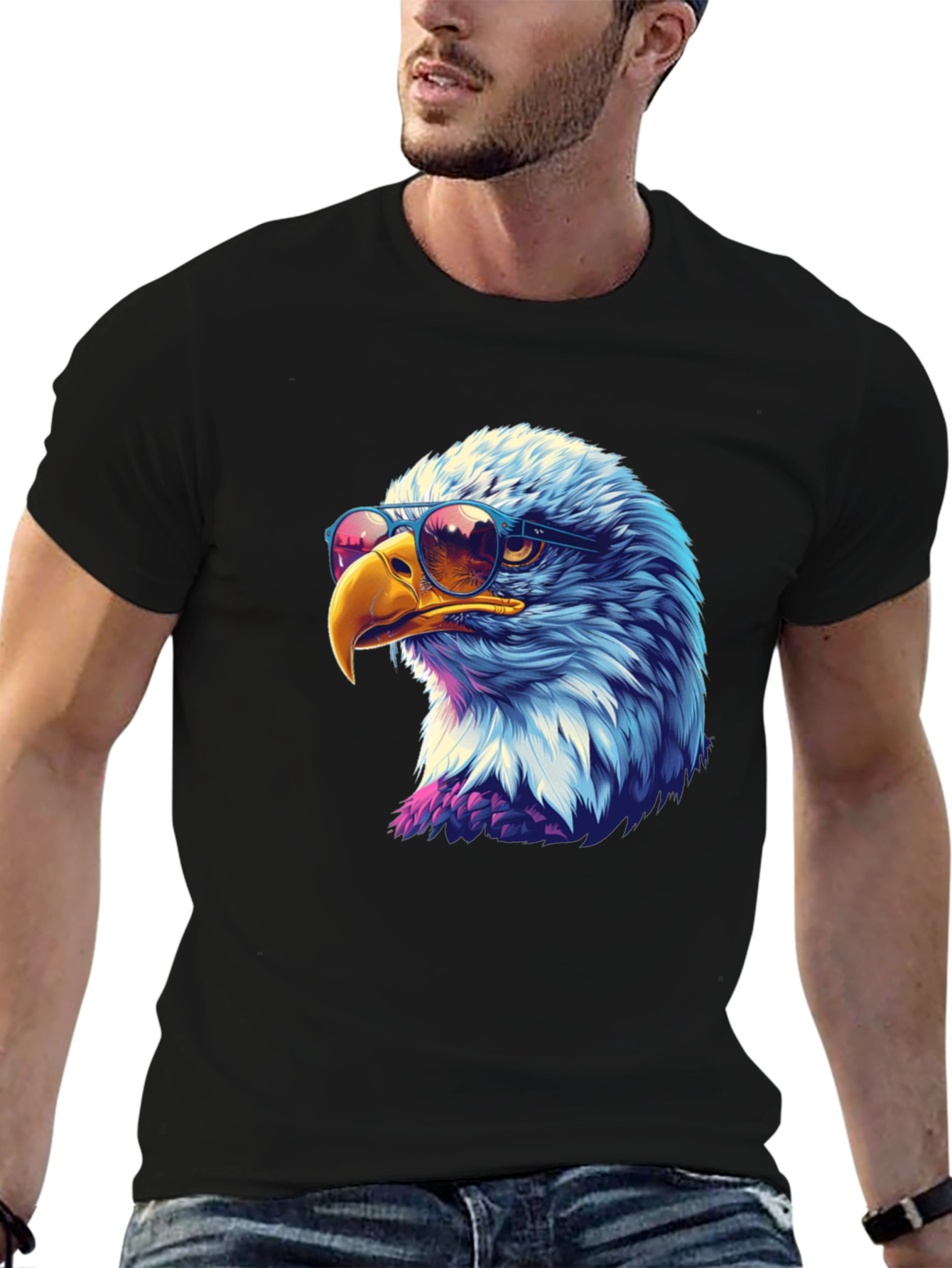 Black Cool Eagle Graphic Tee - Black T-Shirt view 6