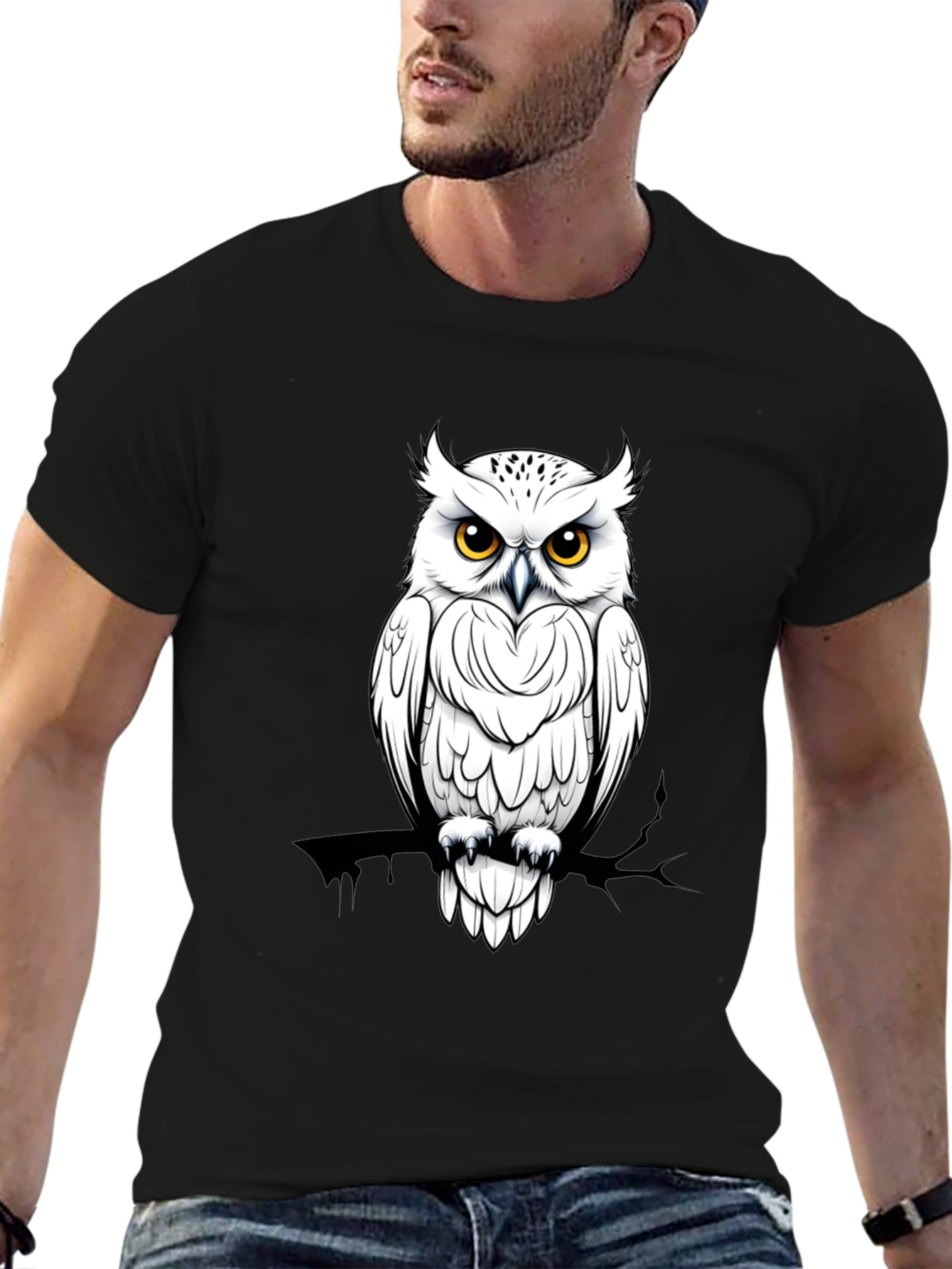 Owl Graphic Black T-Shirt - Unique Design - 6