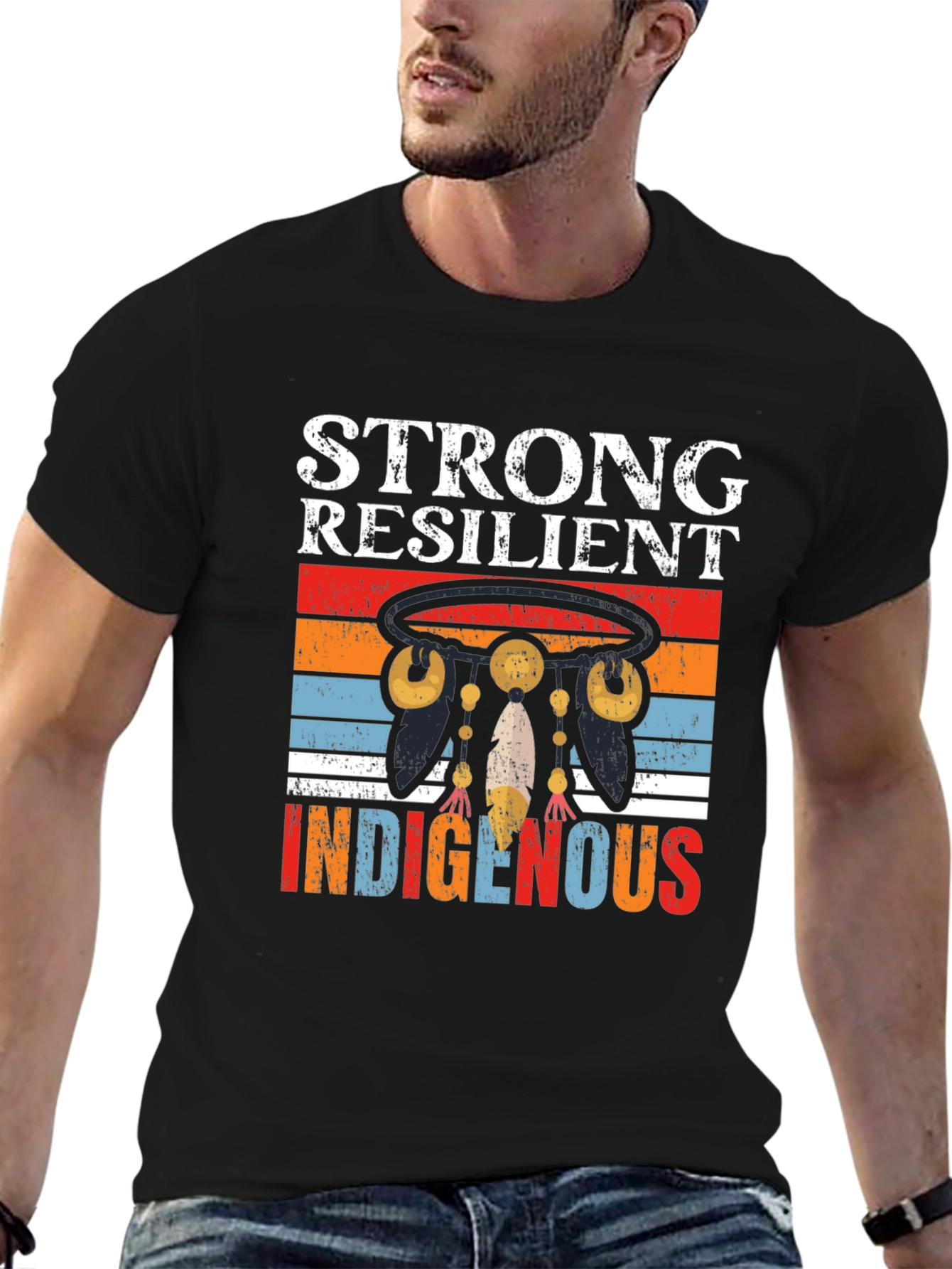 Black Strong Resilient Indigenous Graphic T-Shirt view 6