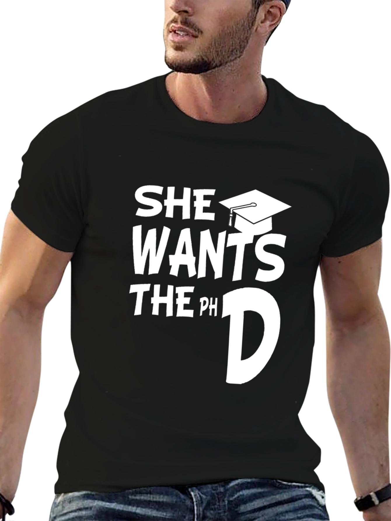 Black She Wants the PhD Funny Graduation T-Shirt view 6