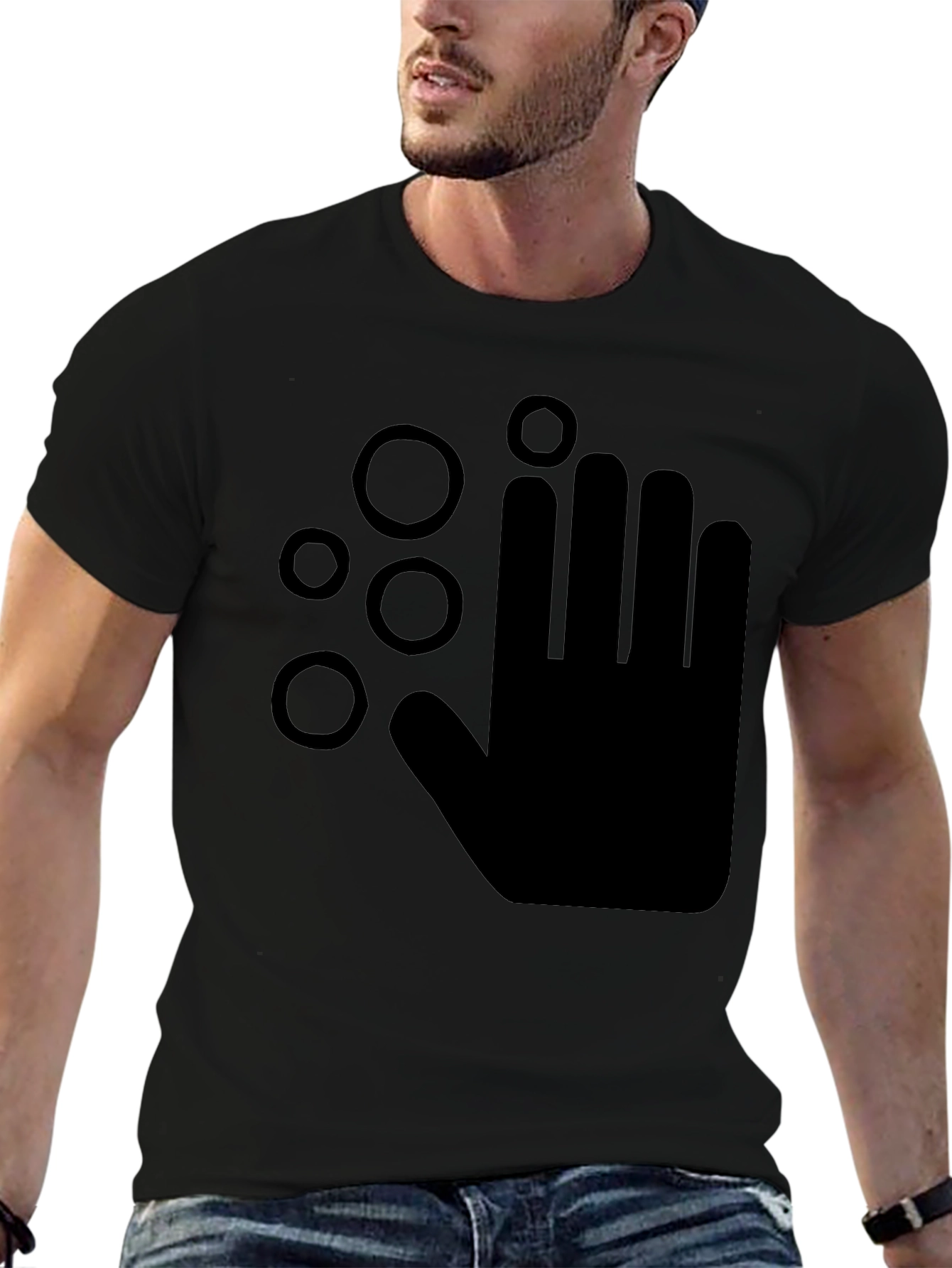 Black Washing Hands Graphic Black T-Shirt view 6