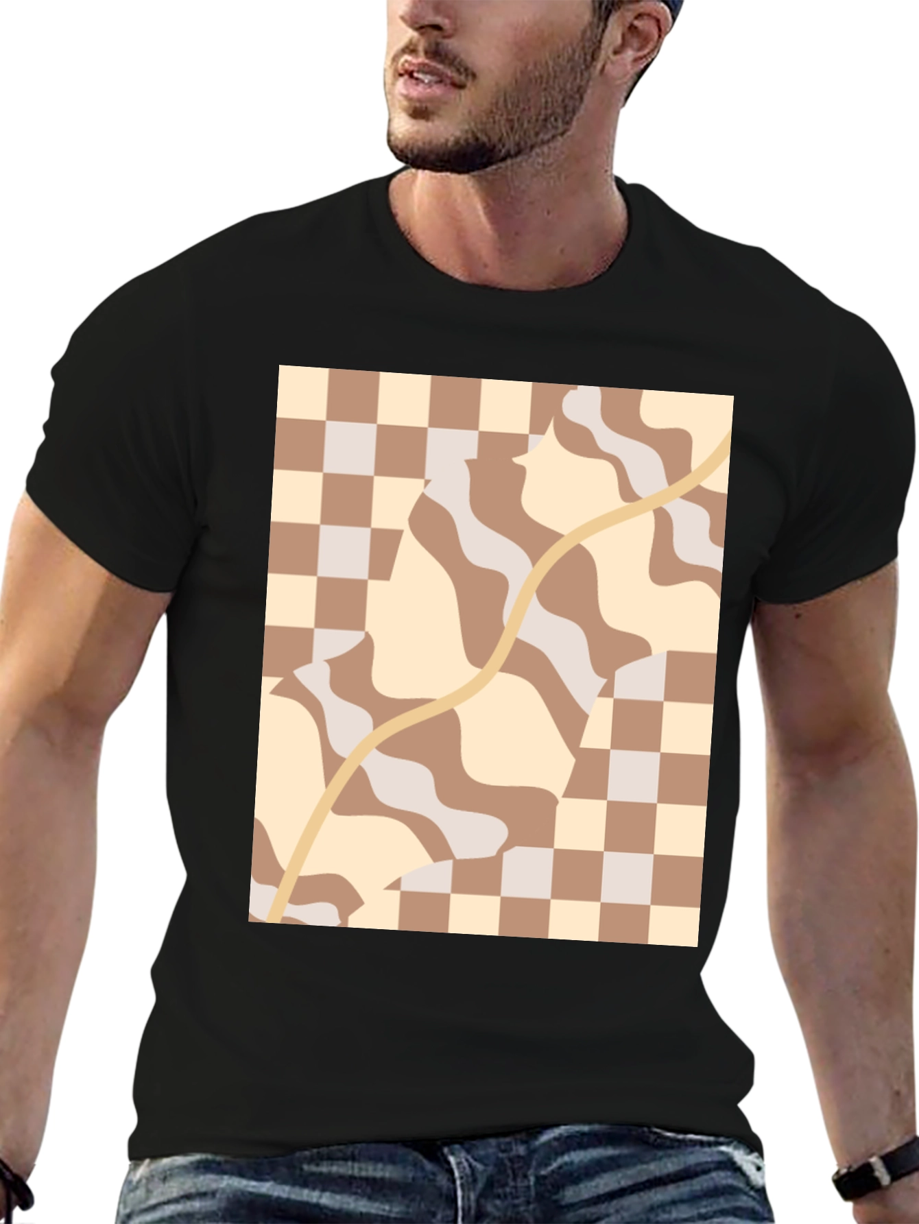 Black Retro Aesthetic Patterned Tee view 6