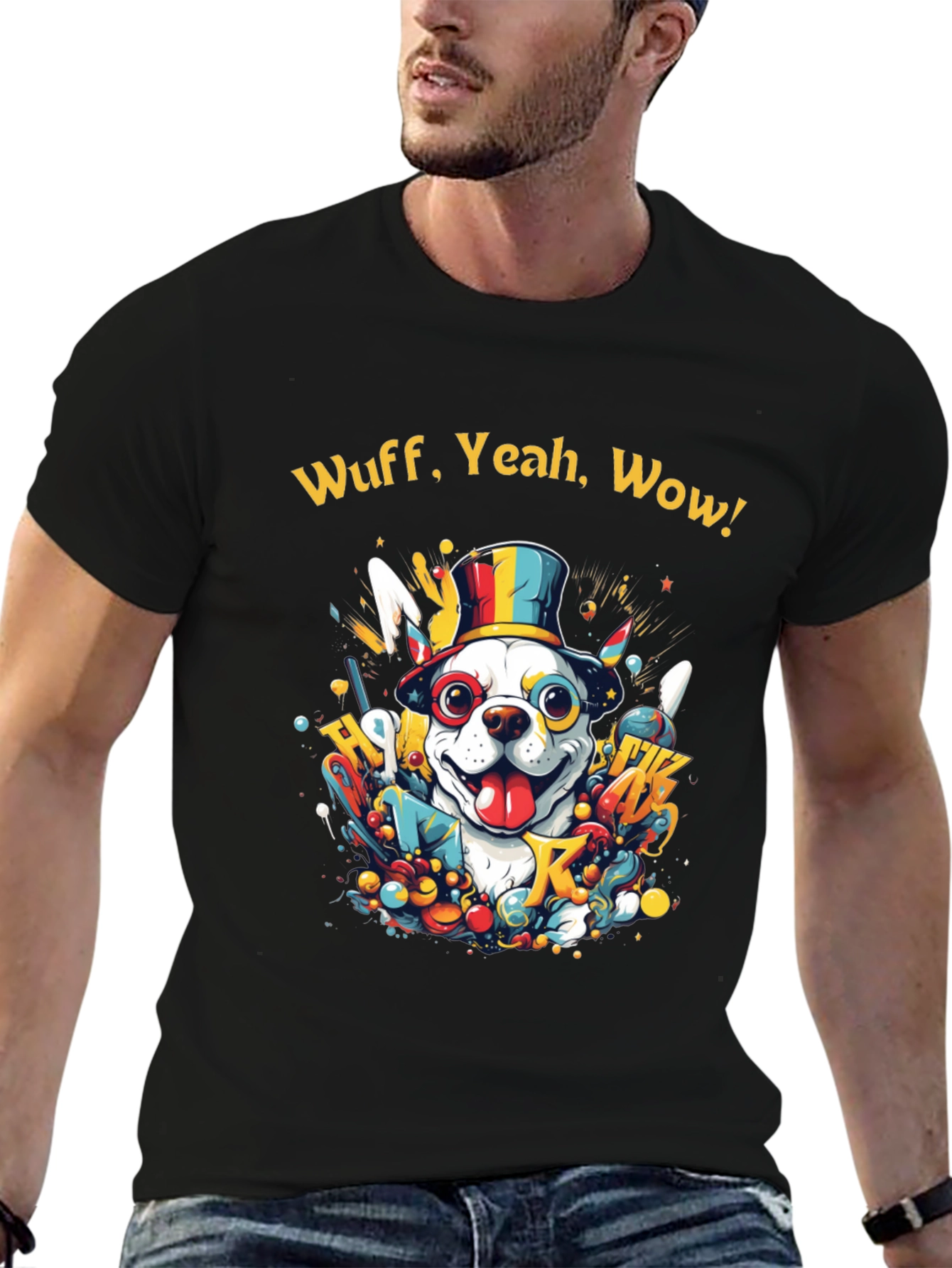 Black Wuff, Yeah, Wow Dog Graphic Tee view 6