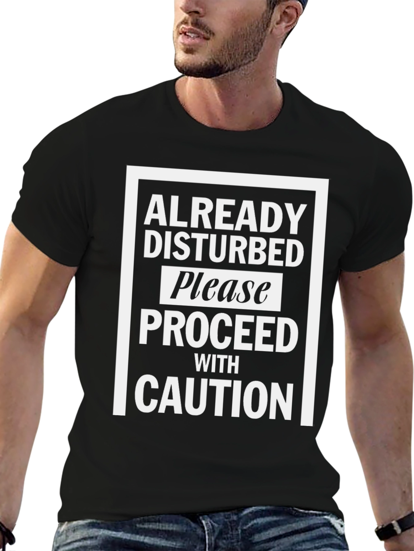 Black Disturbed Caution Graphic Tee view 6