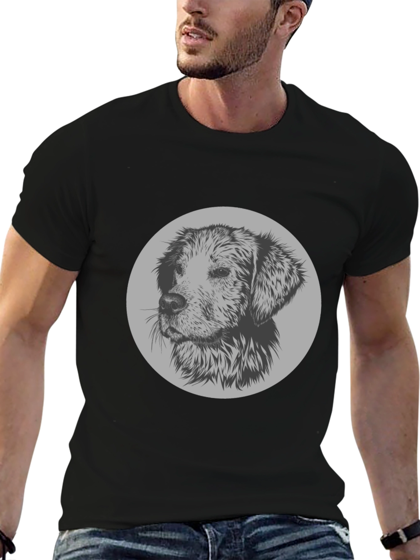 Black Dog Graphic Print Crew Neck T-Shirt view 6