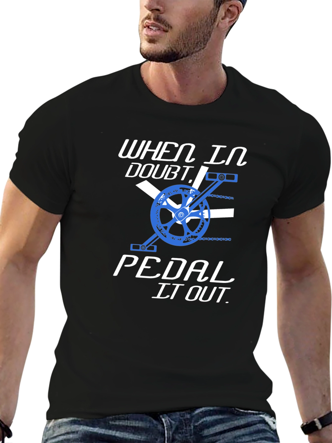 Black When in Doubt Pedal it Out T-Shirt view 6