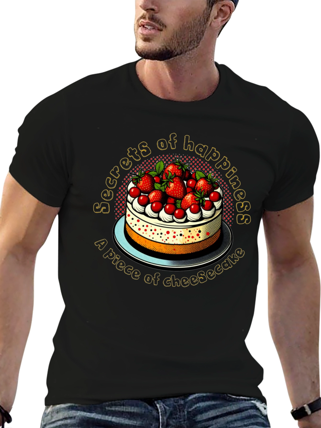 Black Secrets of Happiness Cheesecake Graphic Tee view 6