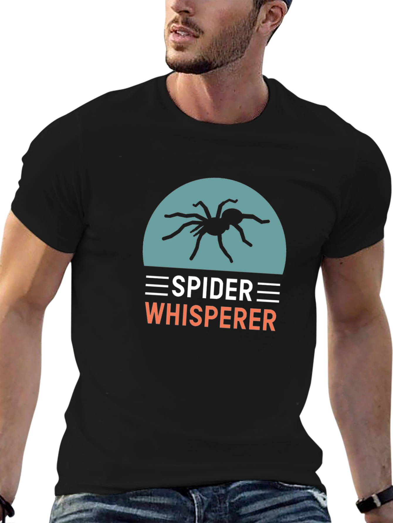 Black Spider Whisperer Graphic Tee - Black Cotton T-Shirt view 6