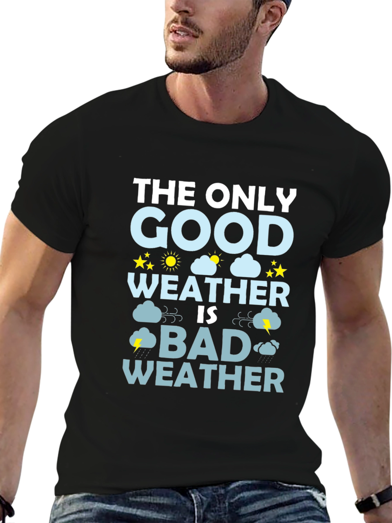 Black Bad Weather T-Shirt - Funny Weather Graphic Tee view 6