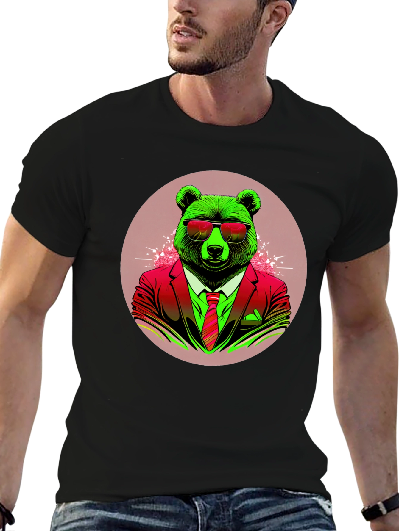 Black Bear in Suit Graphic Tee - Cool Animal Design view 6