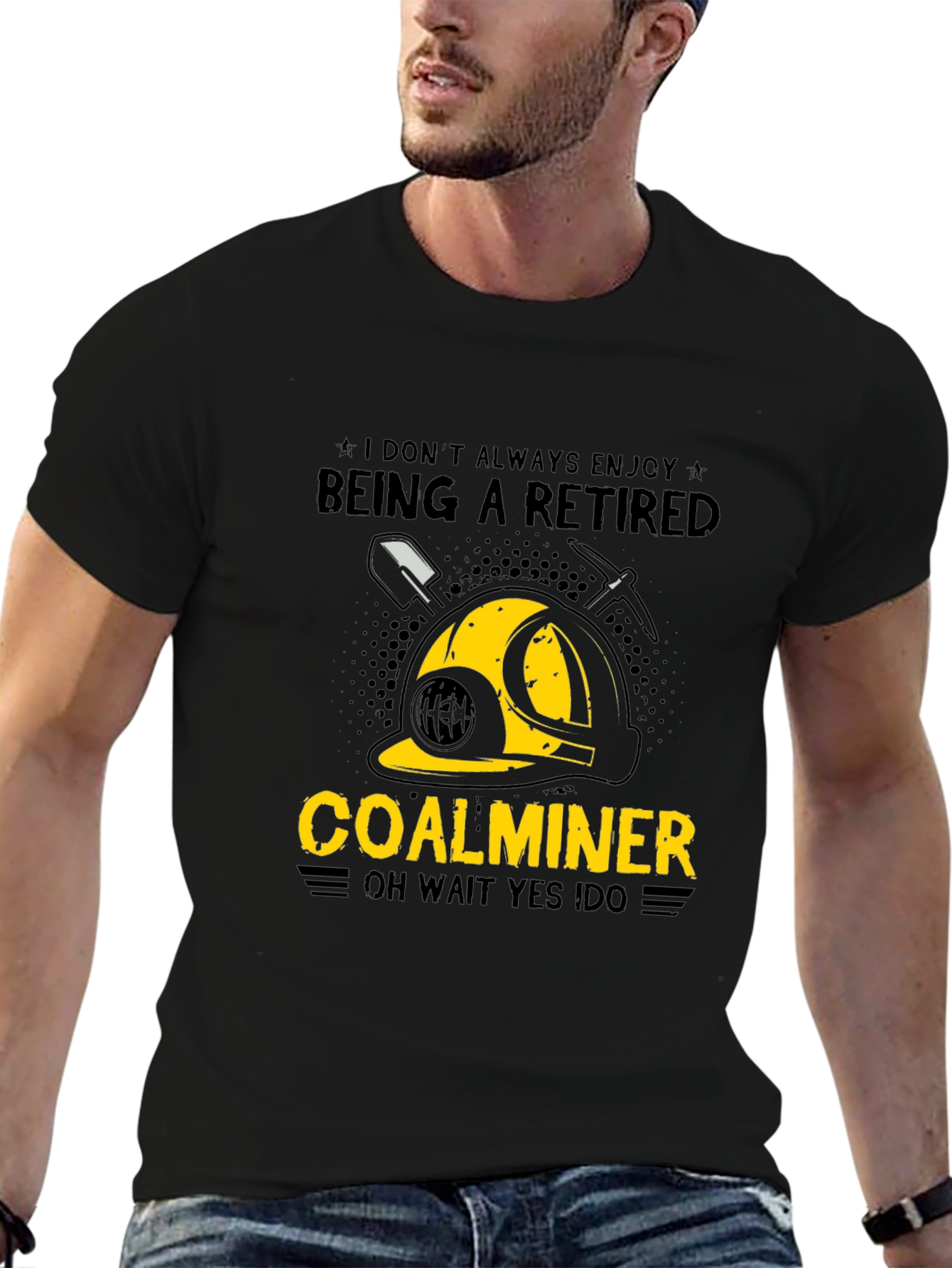 Black Retired Coal Miner Graphic T-Shirt view 6