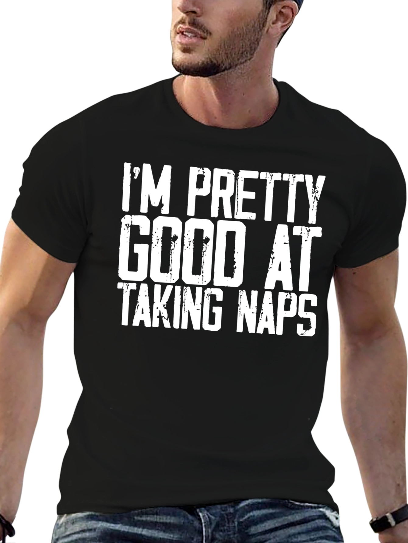 Black Funny Naps T-Shirt - "I'm Pretty Good at Taking Naps"  view 6
