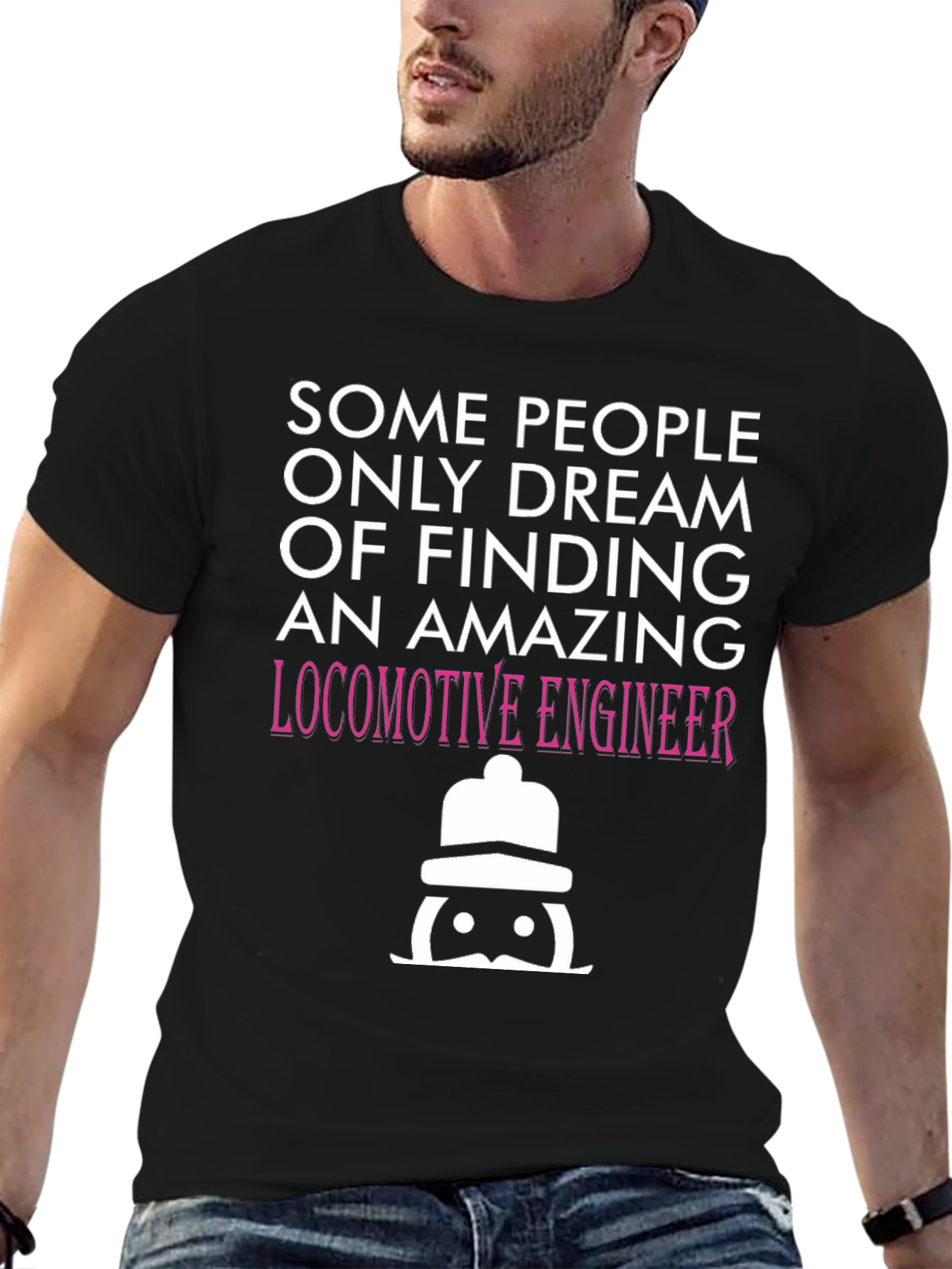 Black Amazing Locomotive Engineer T-Shirt view 6