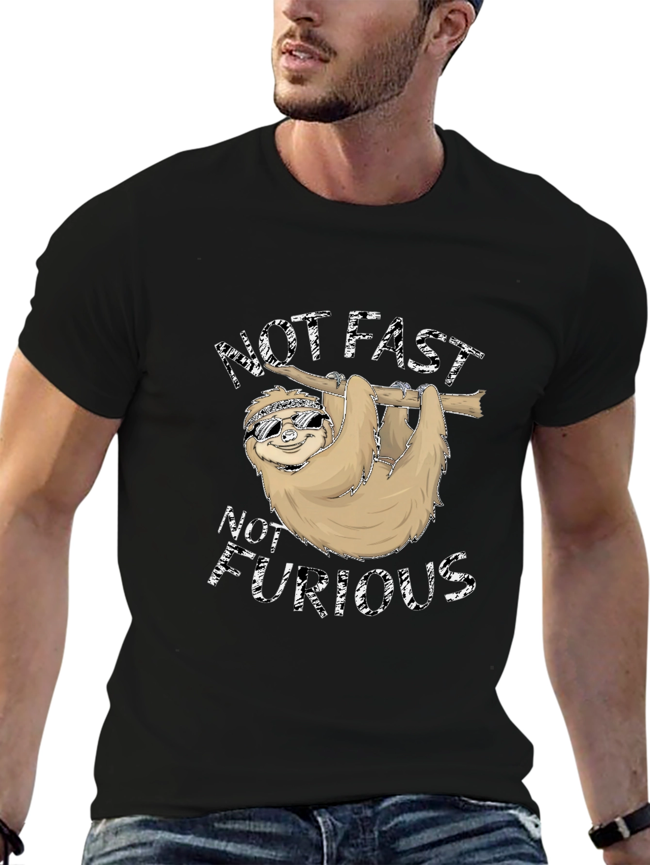 Black Not Fast Not Furious Sloth T-Shirt view 6