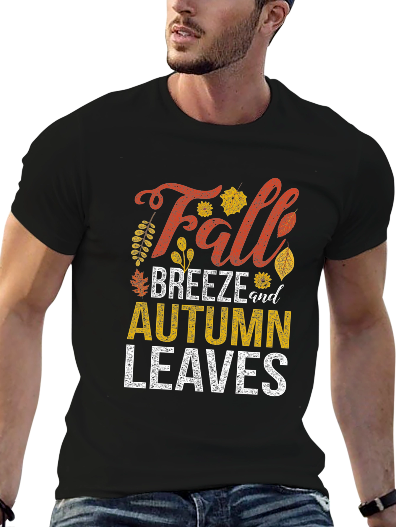 Black Fall Breeze & Autumn Leaves Graphic Tee view 6