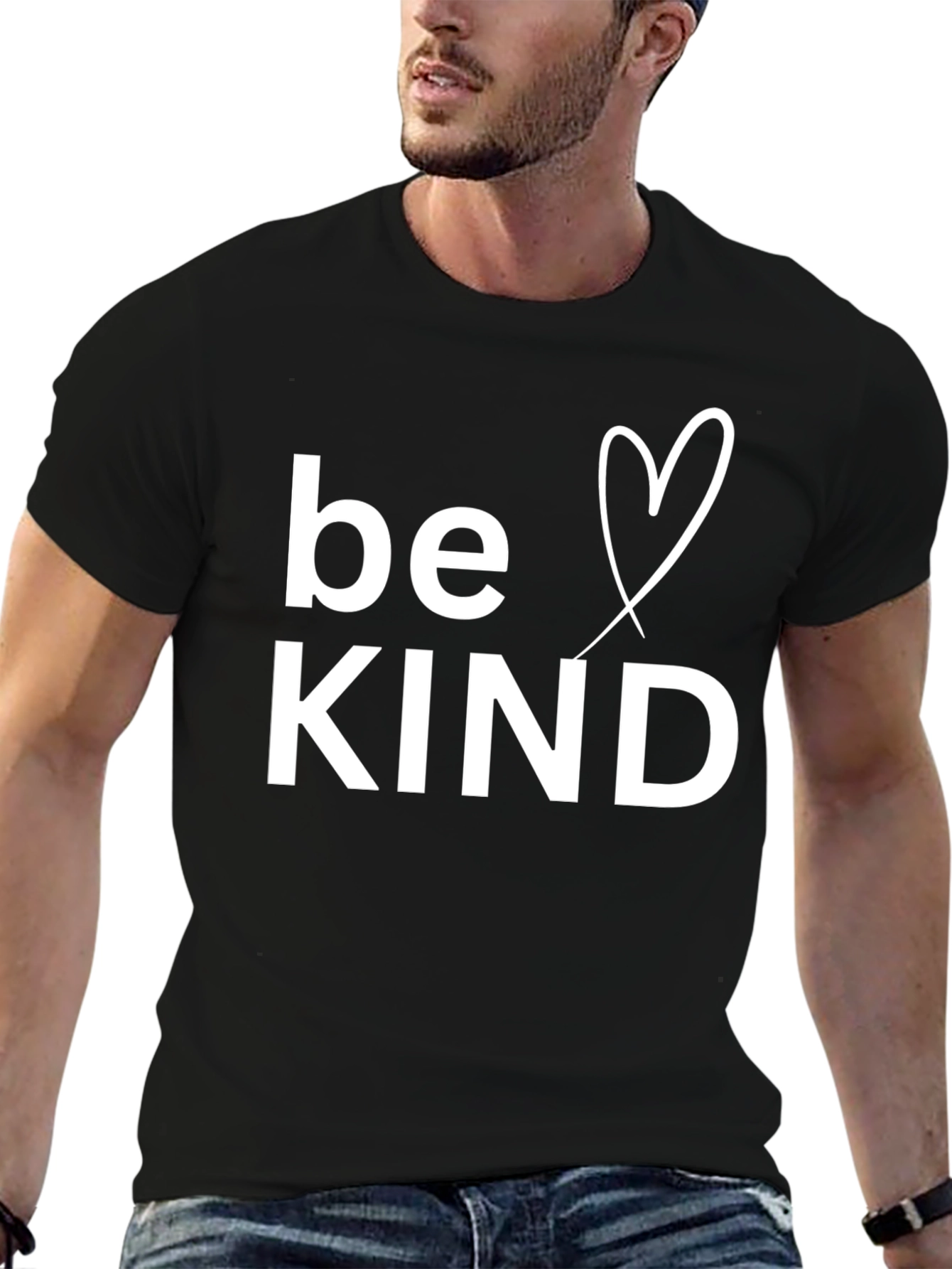 Black Be Kind Heart Graphic Tee - Black view 6