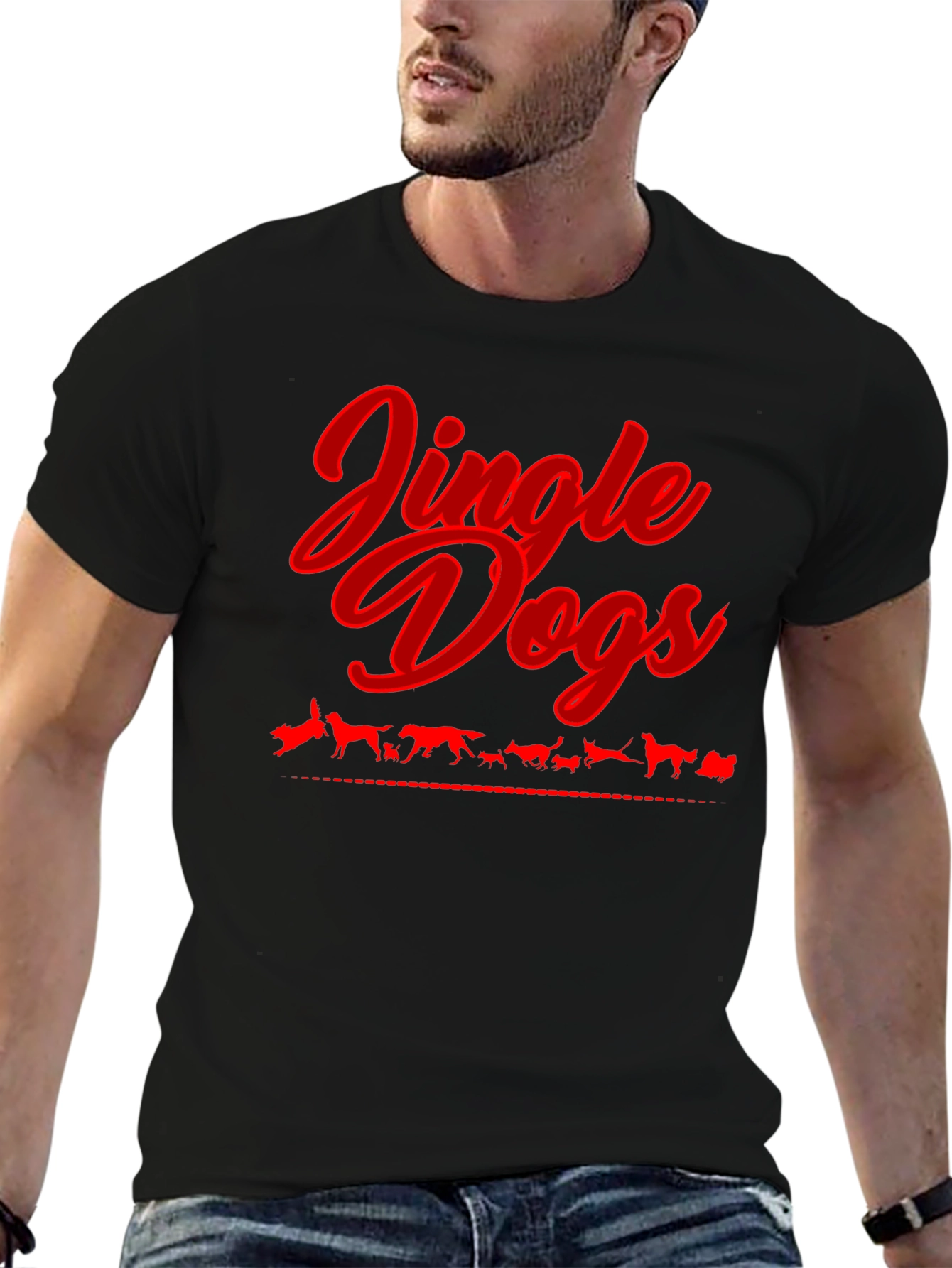Black Jingle Dogs T-Shirt - Holiday Dog Lover Tee view 6
