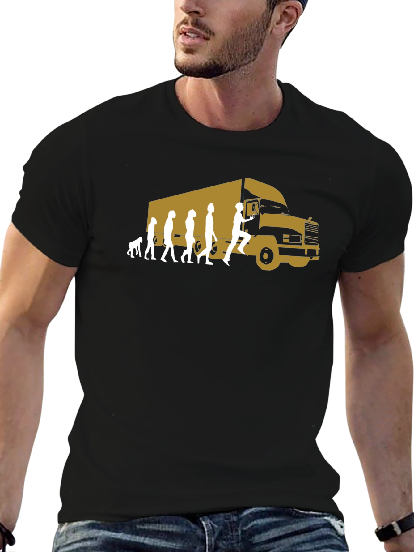 Black Trucker Evolution Graphic T-Shirt - Black view 6
