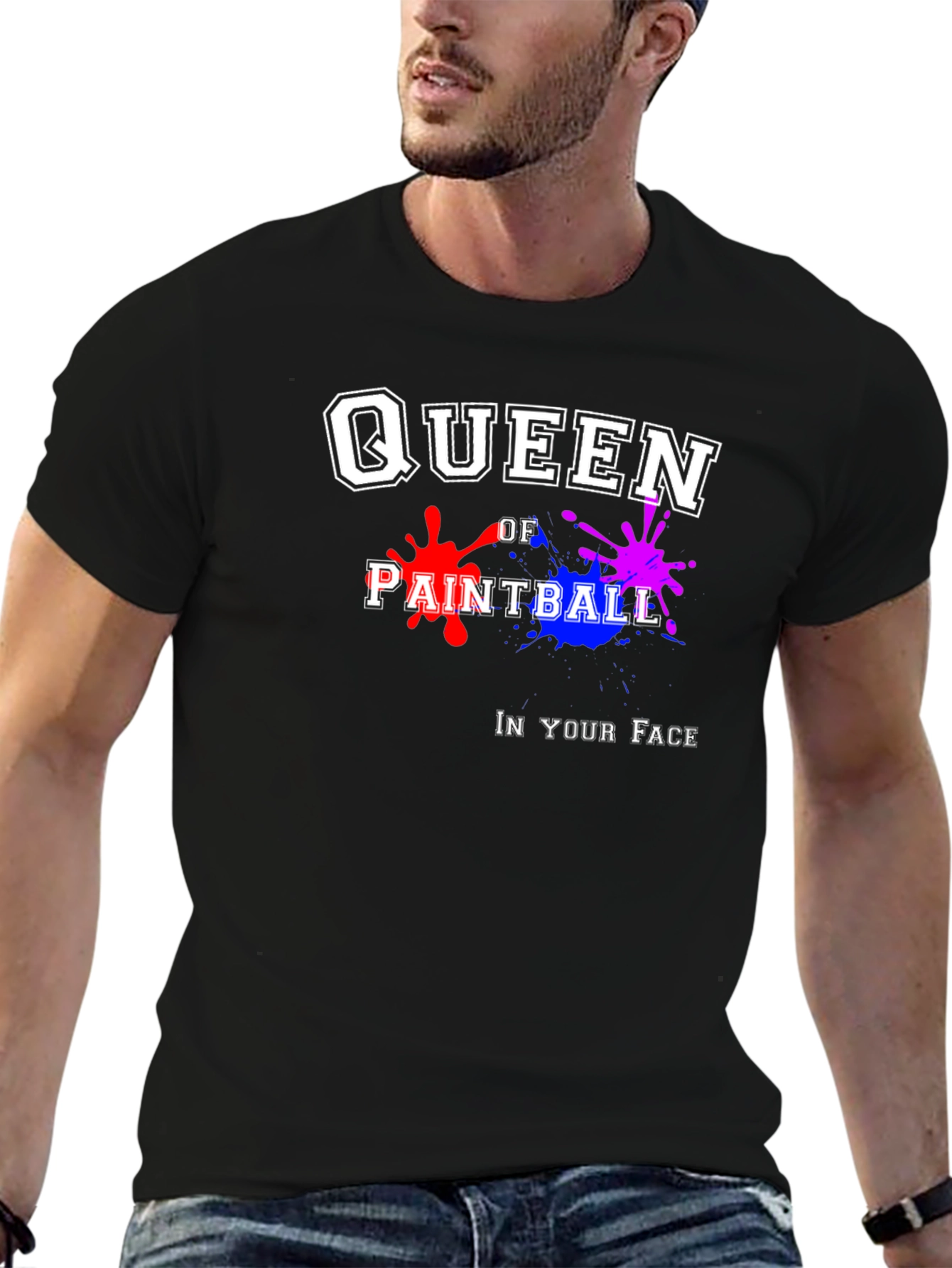 Black Queen of Paintball Black Graphic T-Shirt view 6
