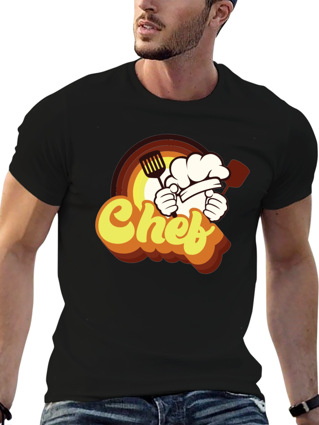 Black Retro Chef T-Shirt - Culinary Cook Graphic Tee view 6