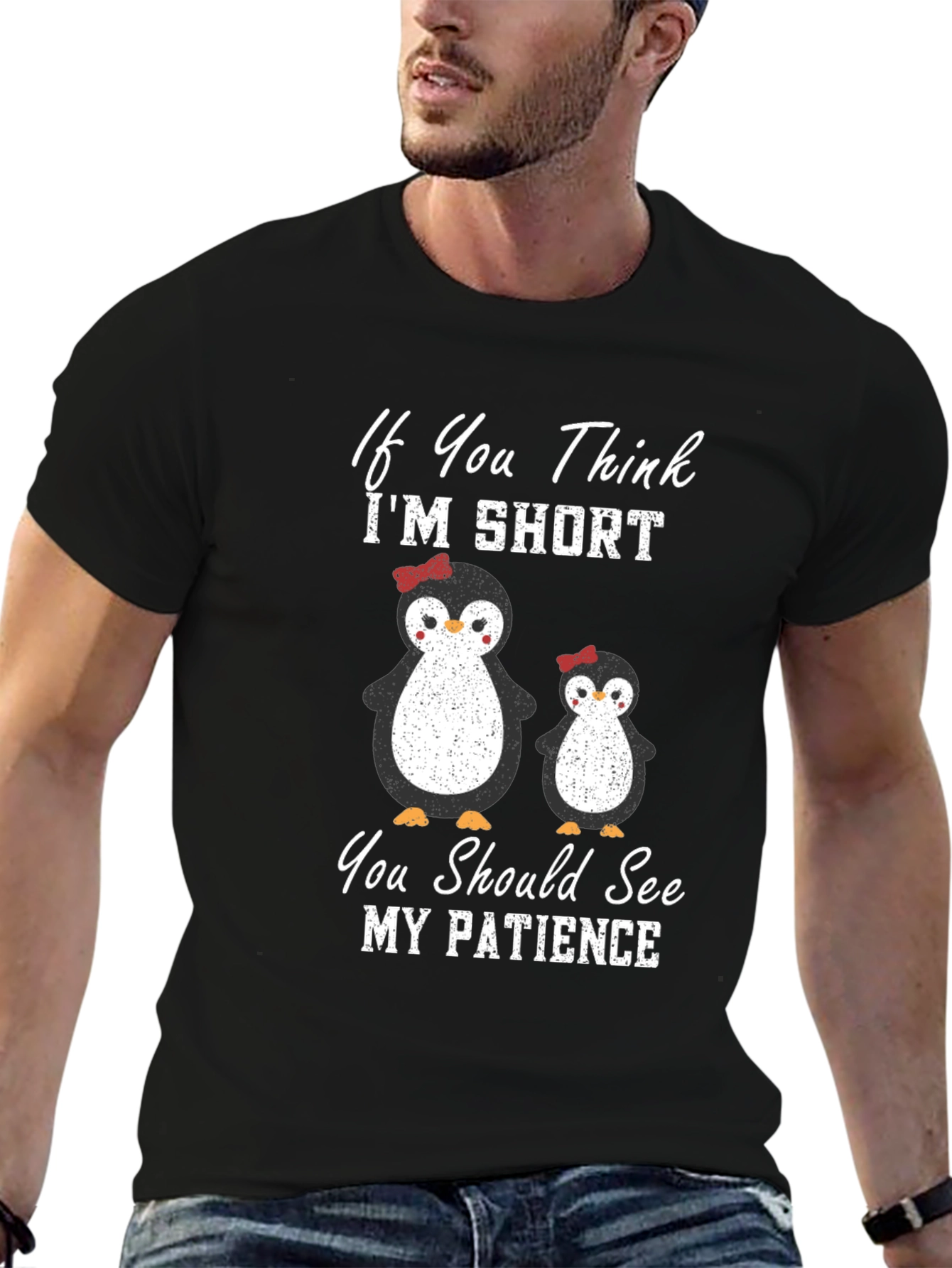 Black Penguin Patience T-Shirt: Short & Sassy view 6