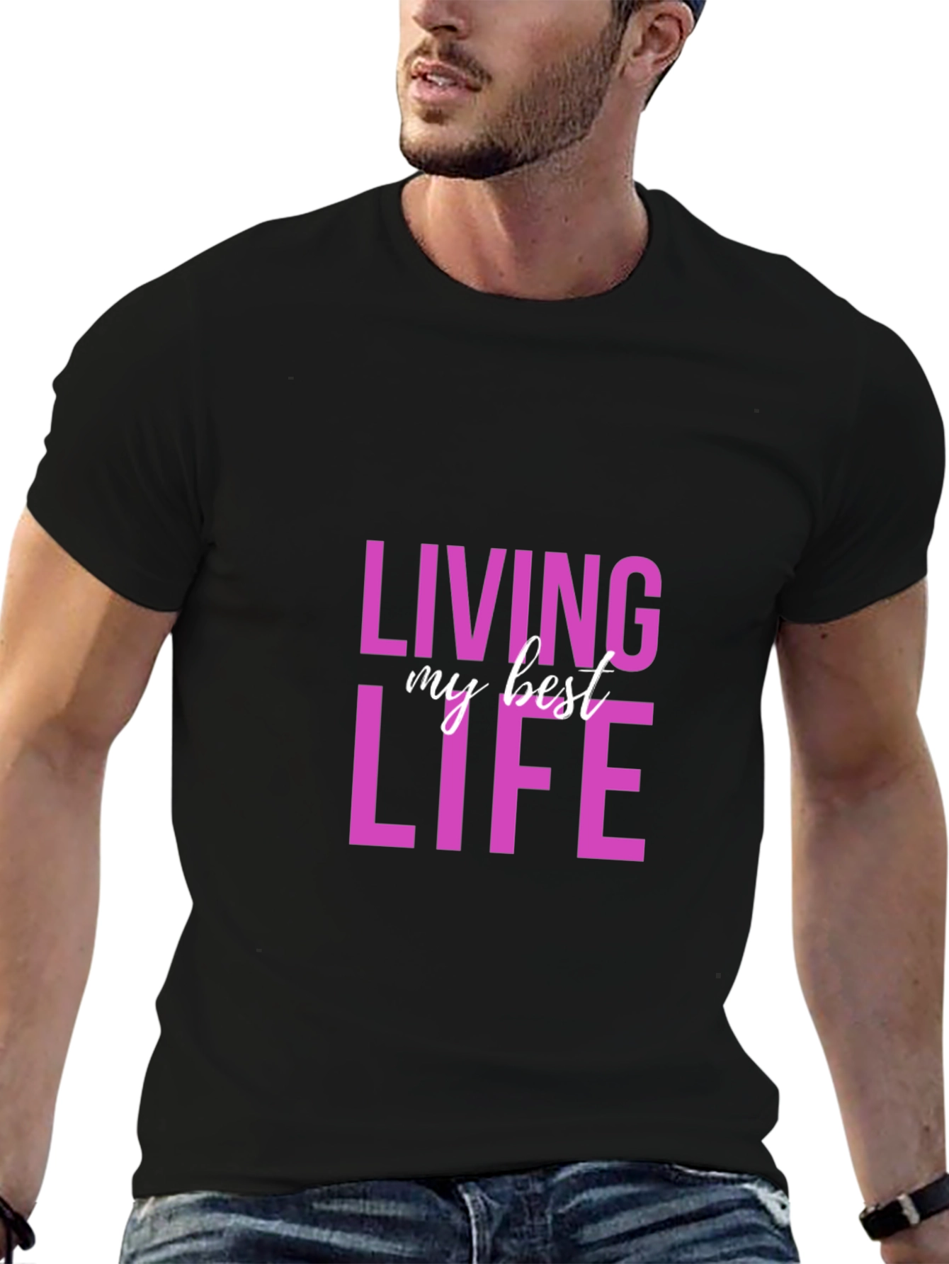 Black Living My Best Life Graphic Tee - Soft Cotton view 6
