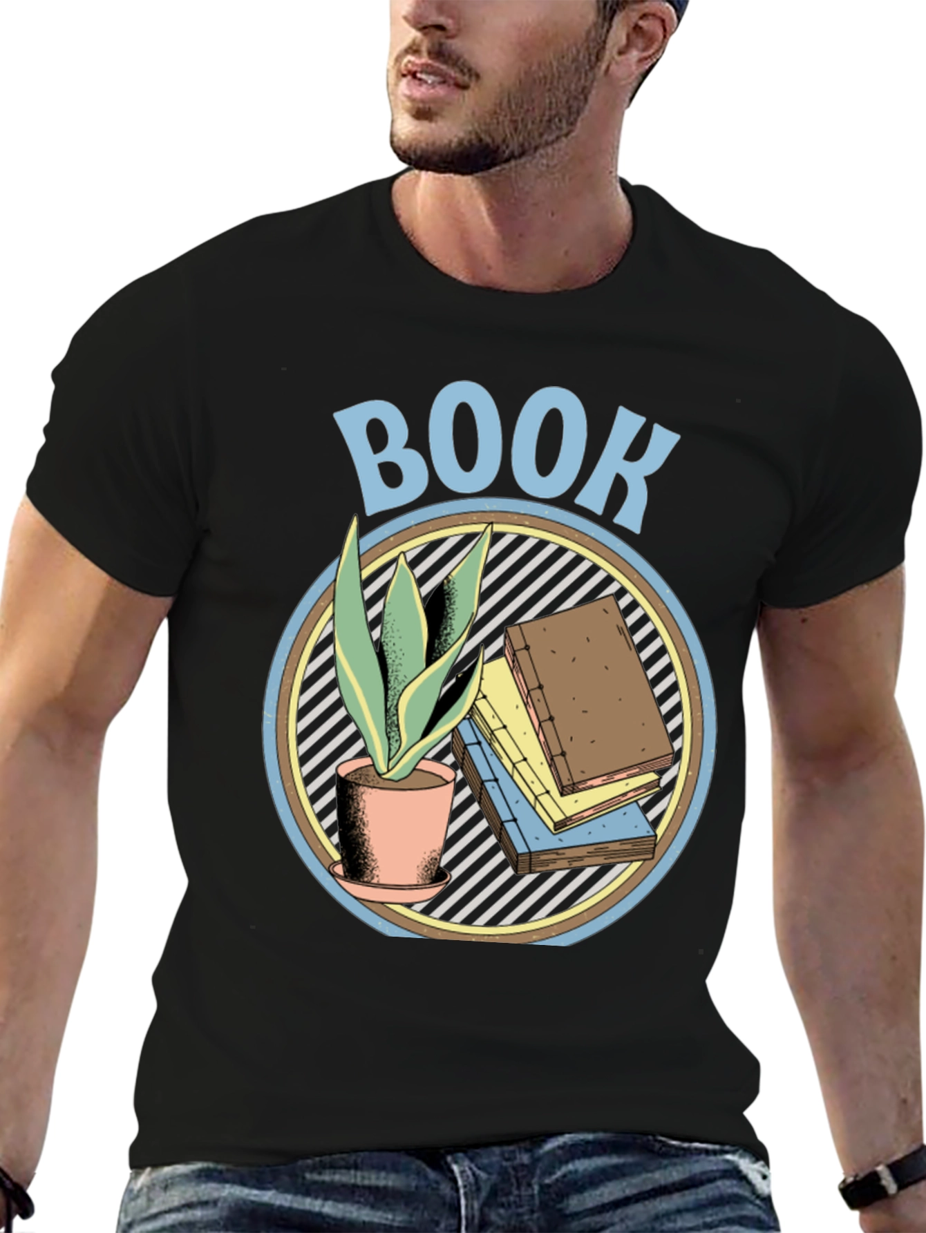Black Book Lover Graphic T-Shirt - Plant & Book Design view 6