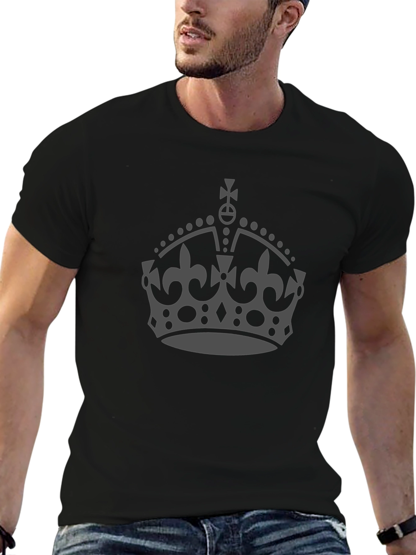 Black King Crown Graphic Tee - Classic Design T-Shirt view 6