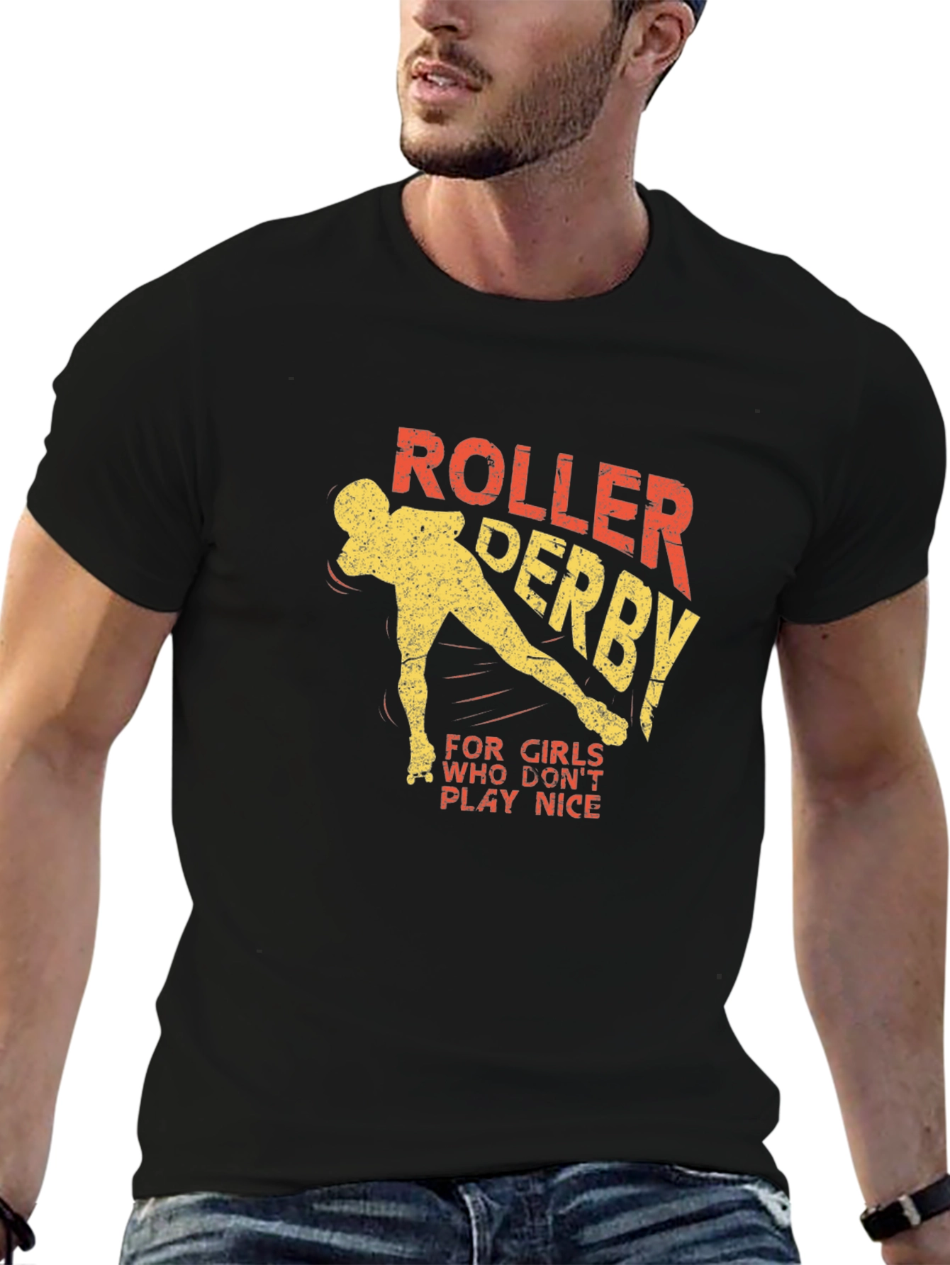 Black Roller Derby T-Shirt for Girls Who Don't Play Nice view 6