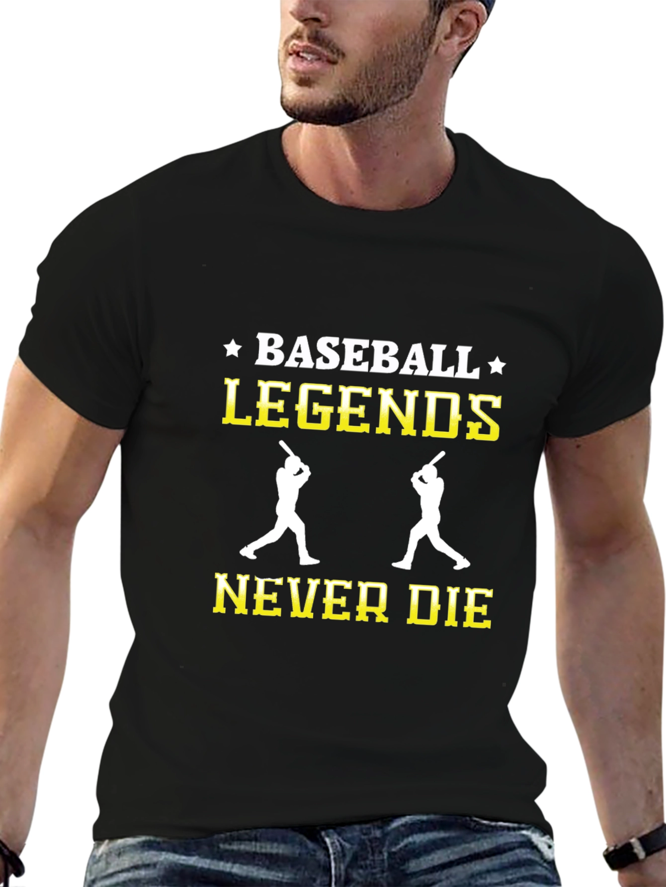 Black Baseball Legends Never Die Graphic T-Shirt view 6