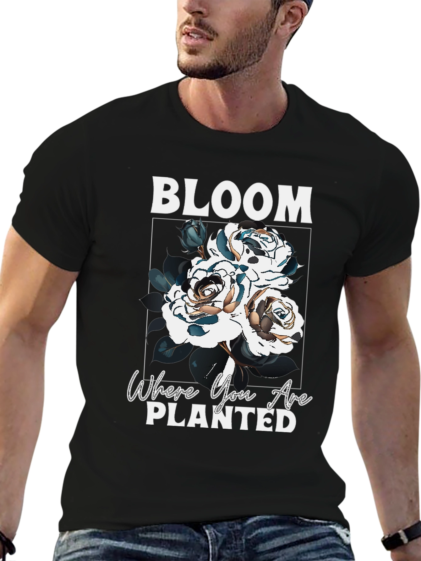 Black Bloom Where You Are Planted T-Shirt view 6