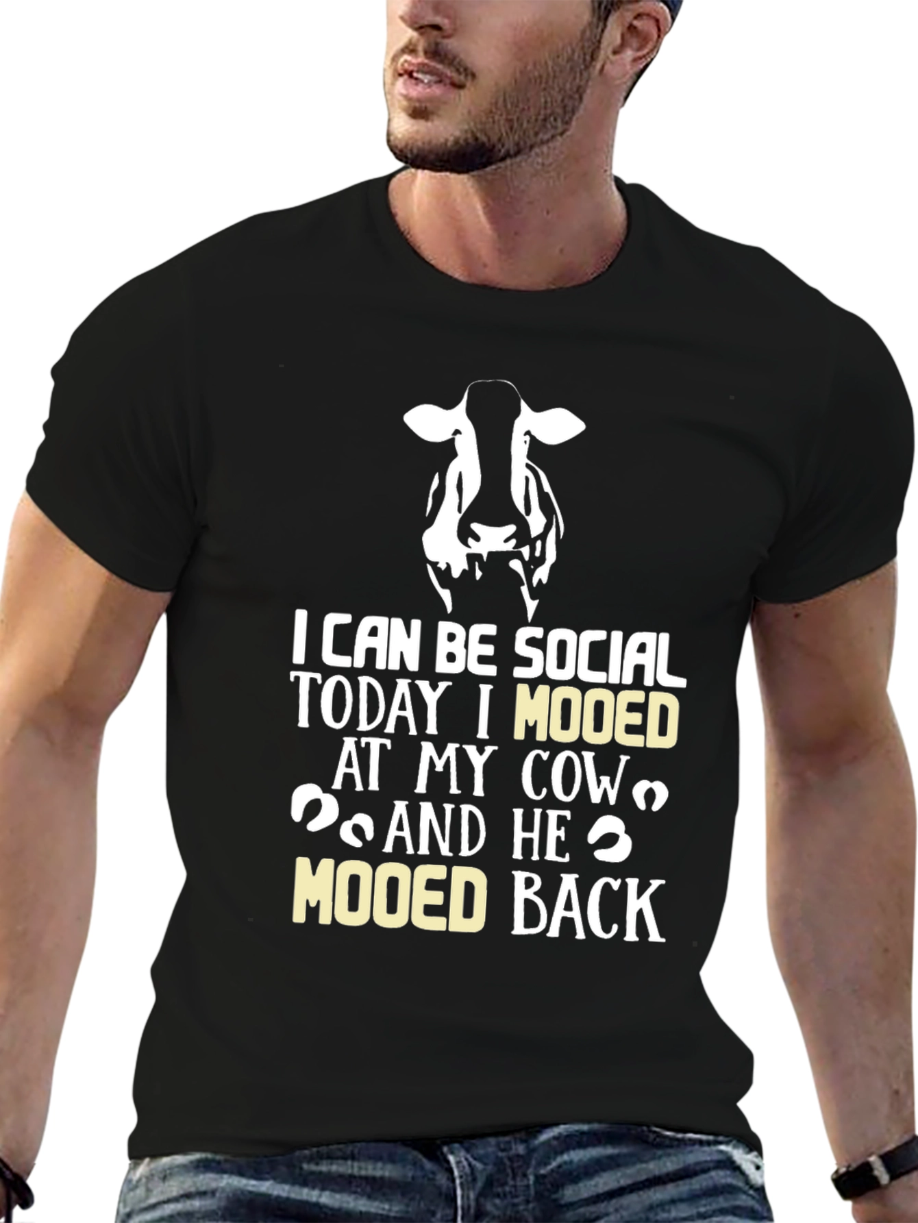 Black Cow Mooed Back T-Shirt - Socially Acceptable Humor view 6