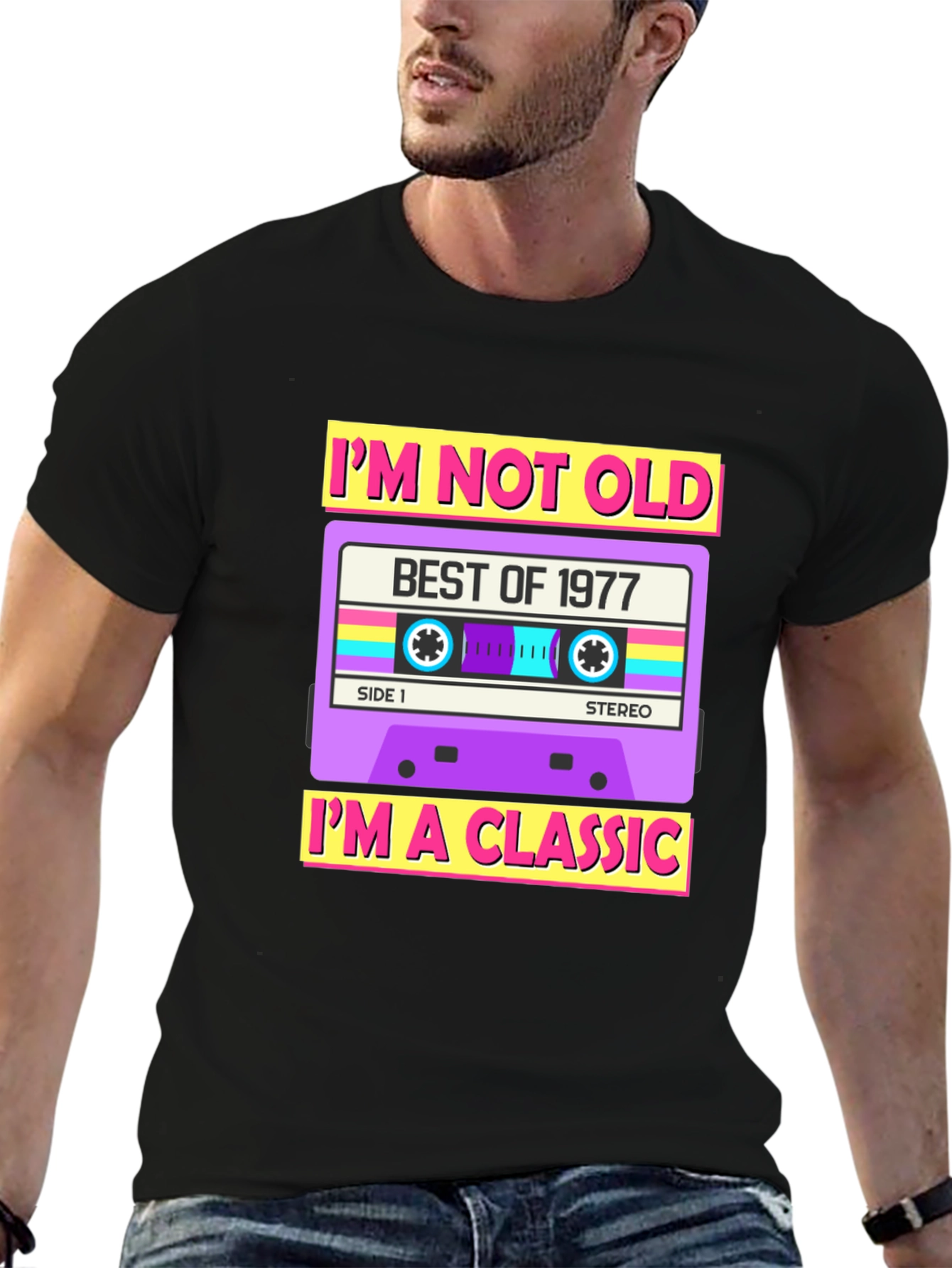 Black I'm Not Old I'm A Classic 1977 Cassette T-Shirt view 6
