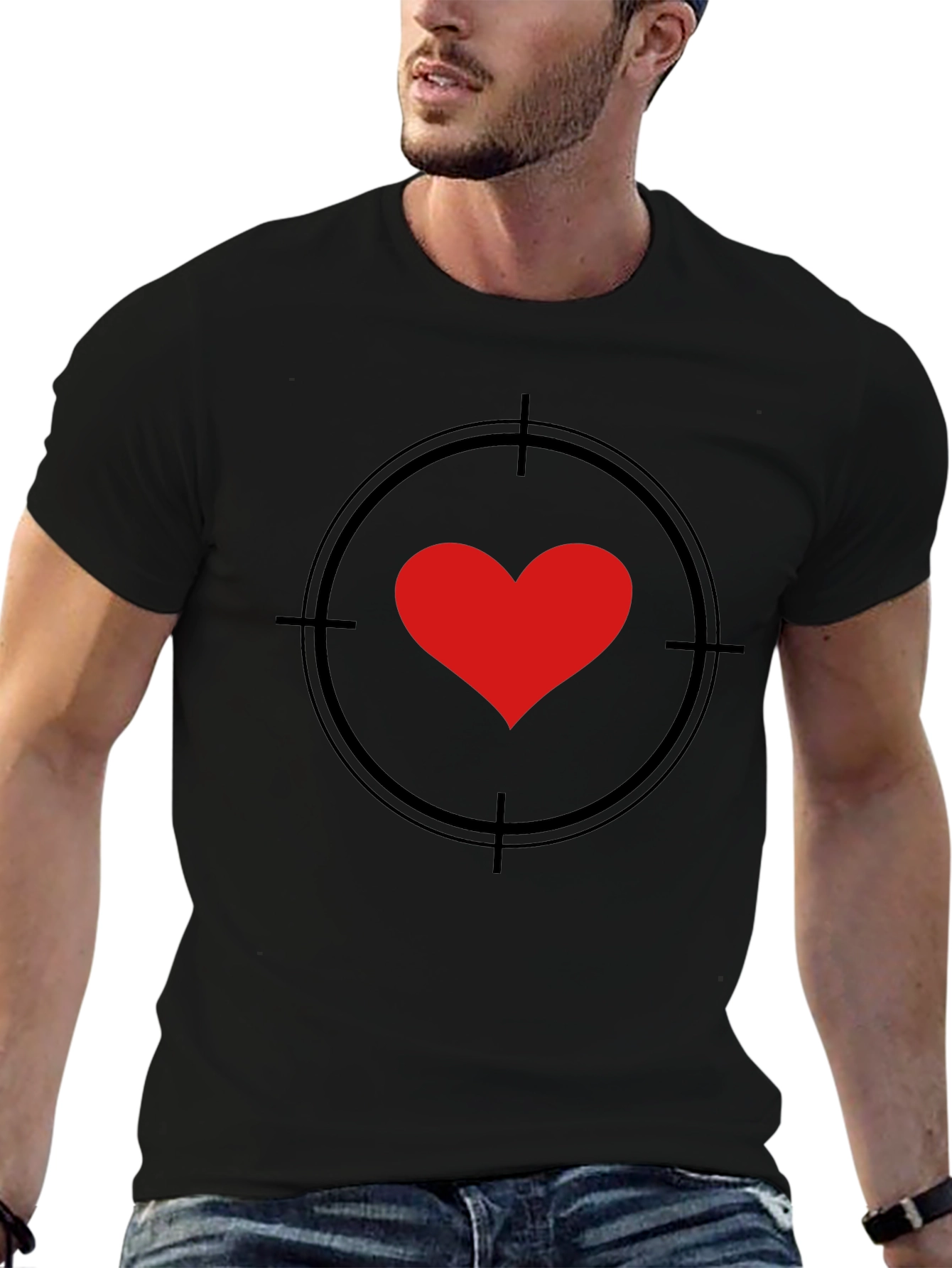 Black Heart Target Graphic Black T-Shirt view 6