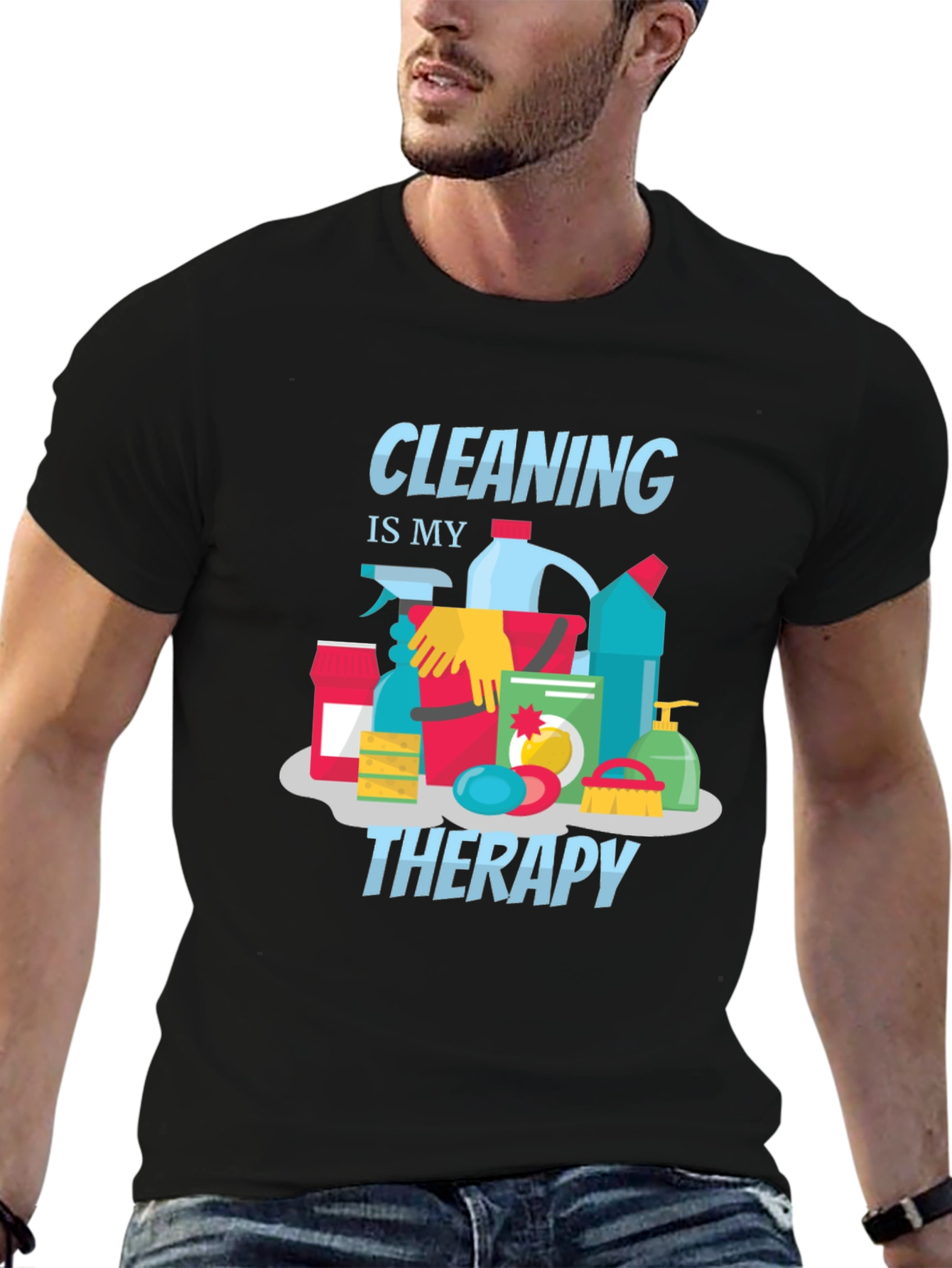 Black Cleaning is My Therapy Graphic Tee view 6