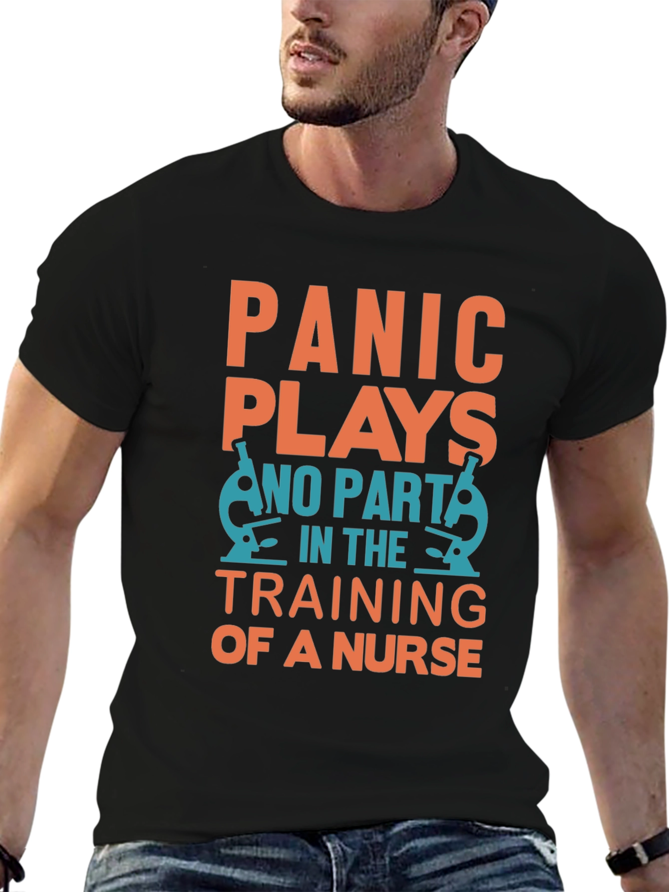Black Panic Plays No Part Nurse Training T-Shirt view 6