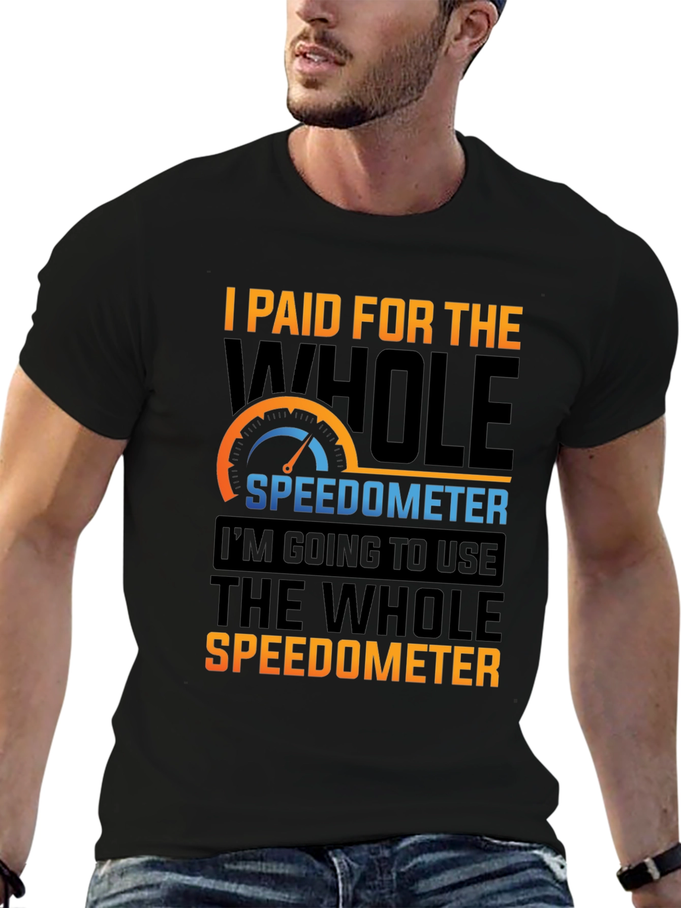 Black Speedometer Enthusiast Graphic Tee - Funny Car Lover Shirt view 6