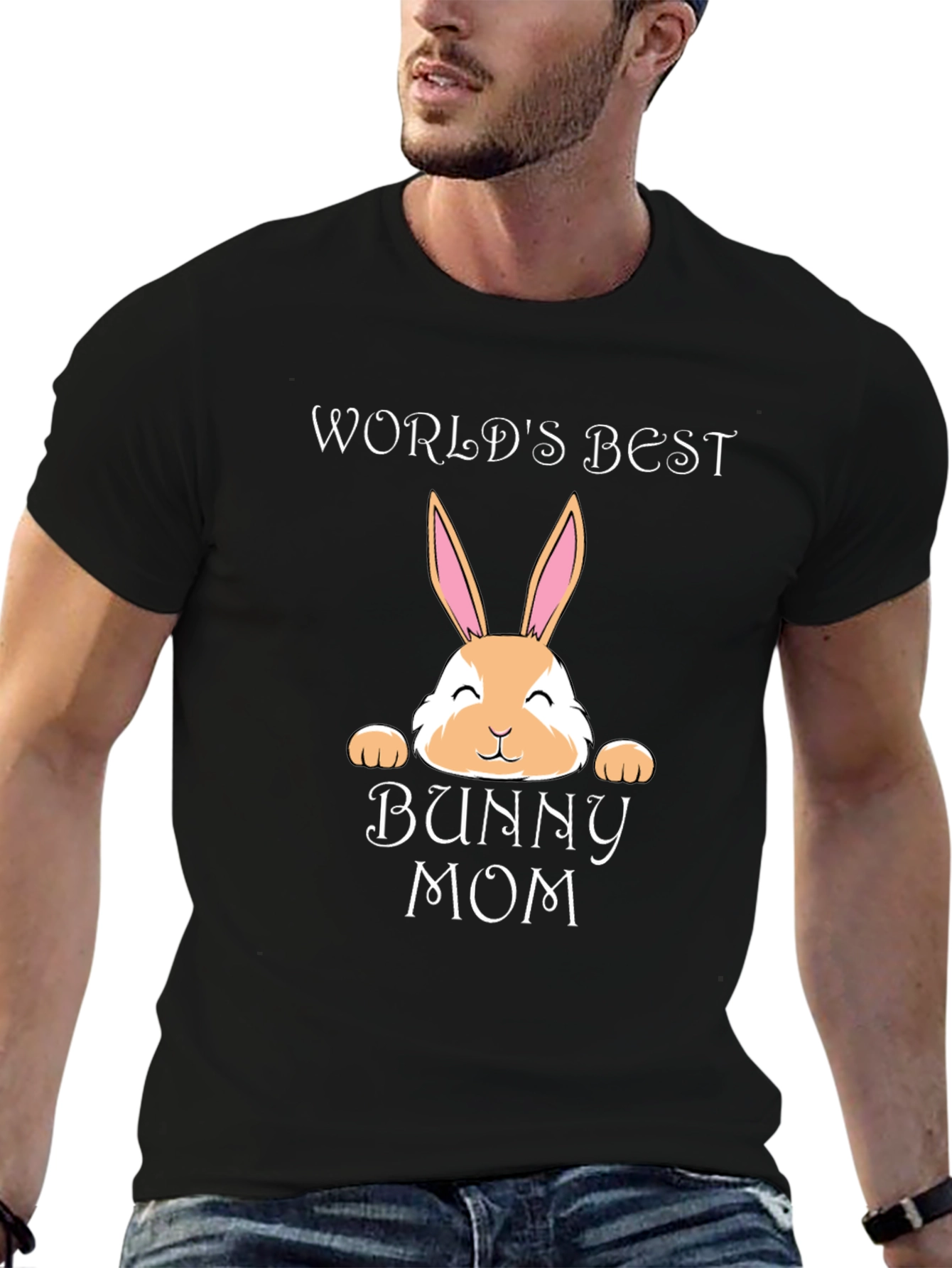 Black World's Best Bunny Mom T-Shirt view 6